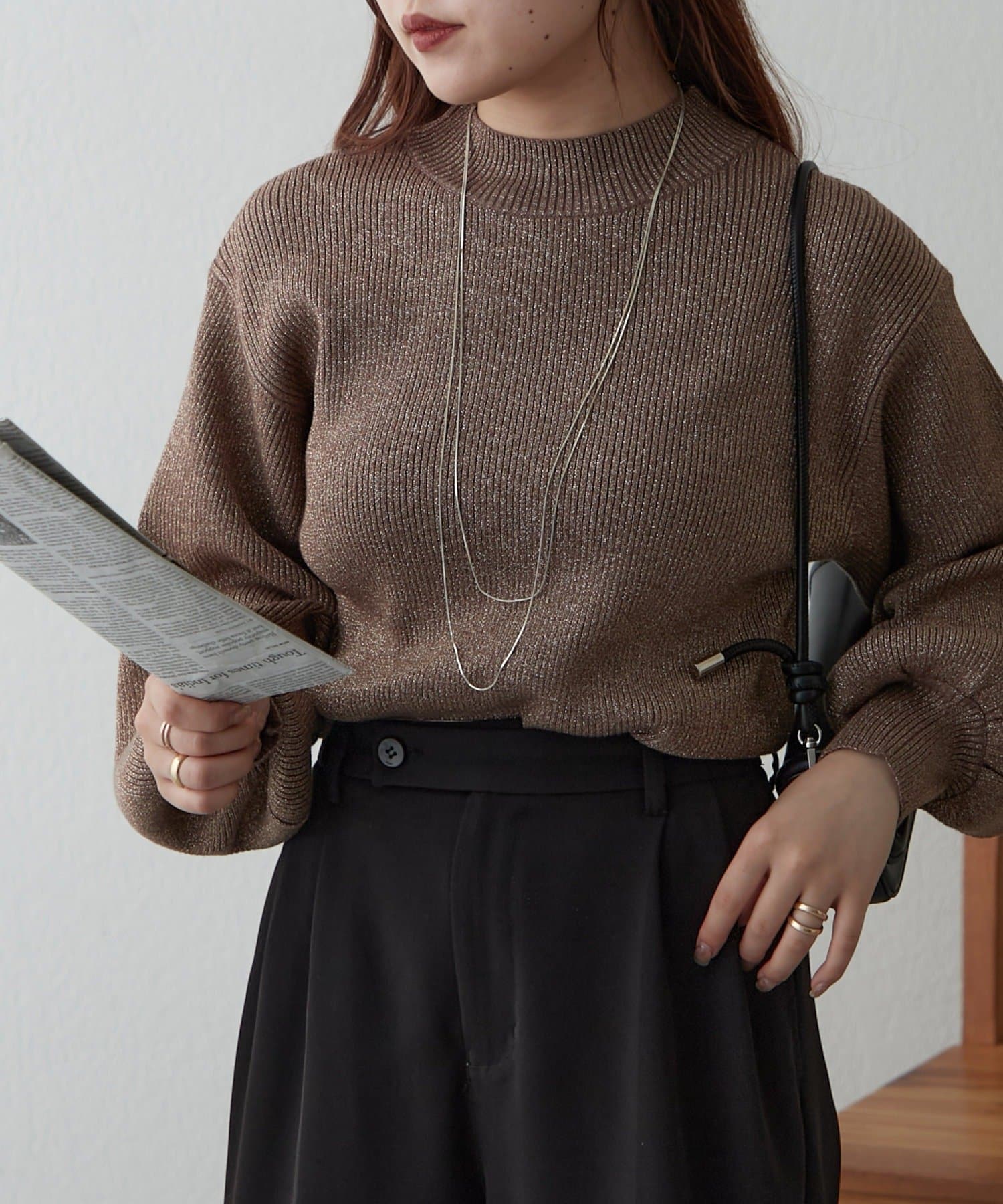 NICE CLAUP / OLIVE des OLIVE OUTLET(ナイスクラップ  / オリーブ デ オリーブ アウトレット) 【RMAF】ラメリブニット