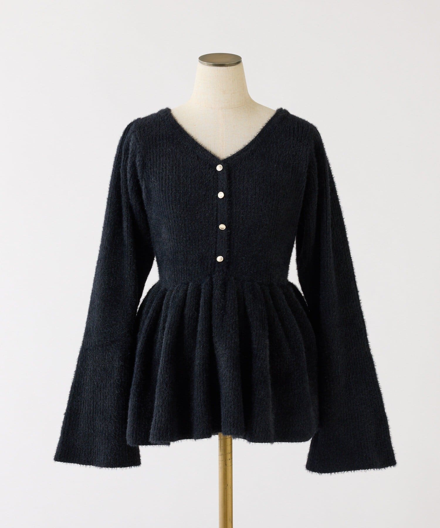 one after another NICE CLAUP(ワンアフターアナザー ナイスクラップ) バックリボンフェザーペプラムニット