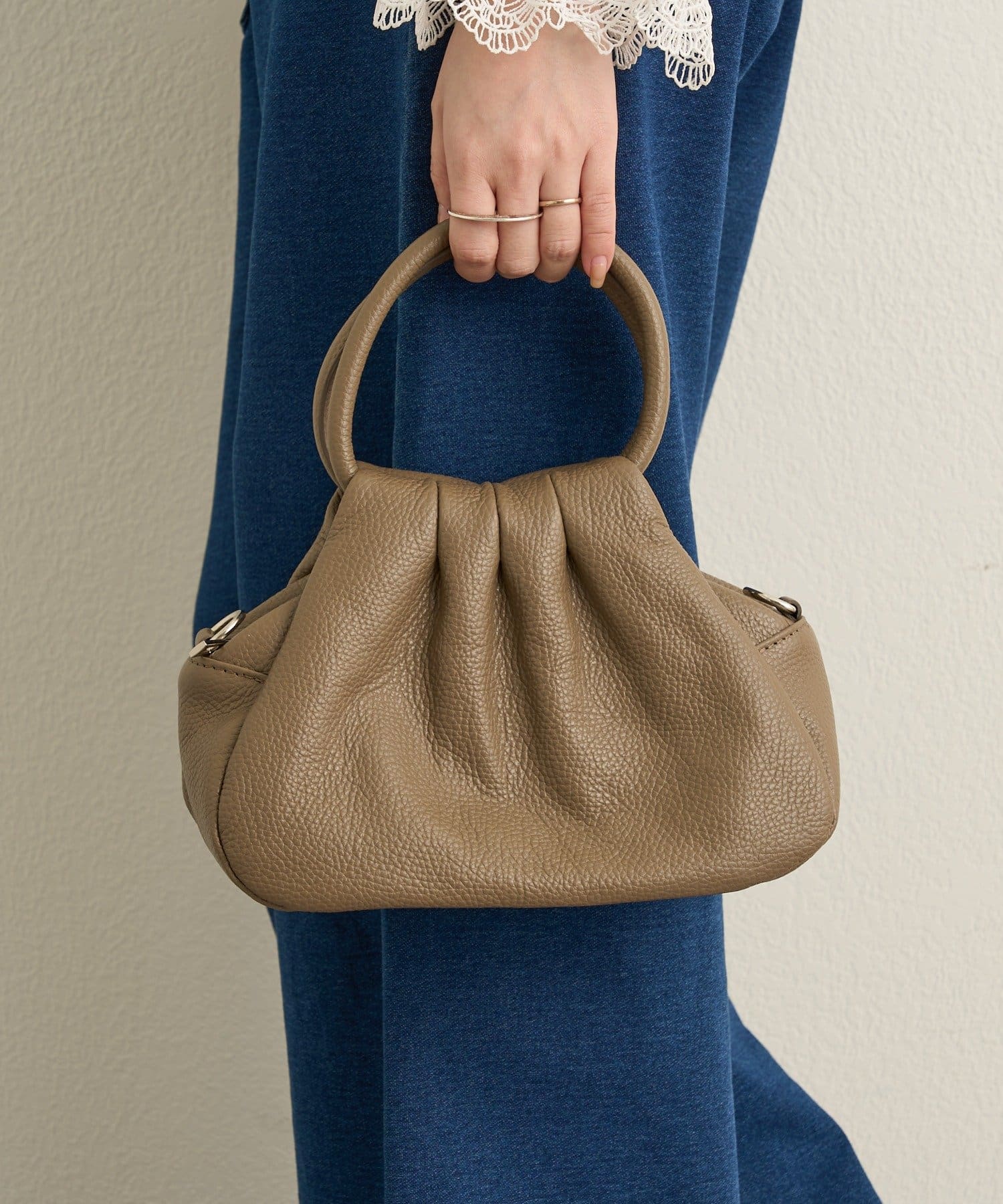 Omekashi(オメカシ) 【MILLELA FIRENZE】ギャザーハンドバッグ