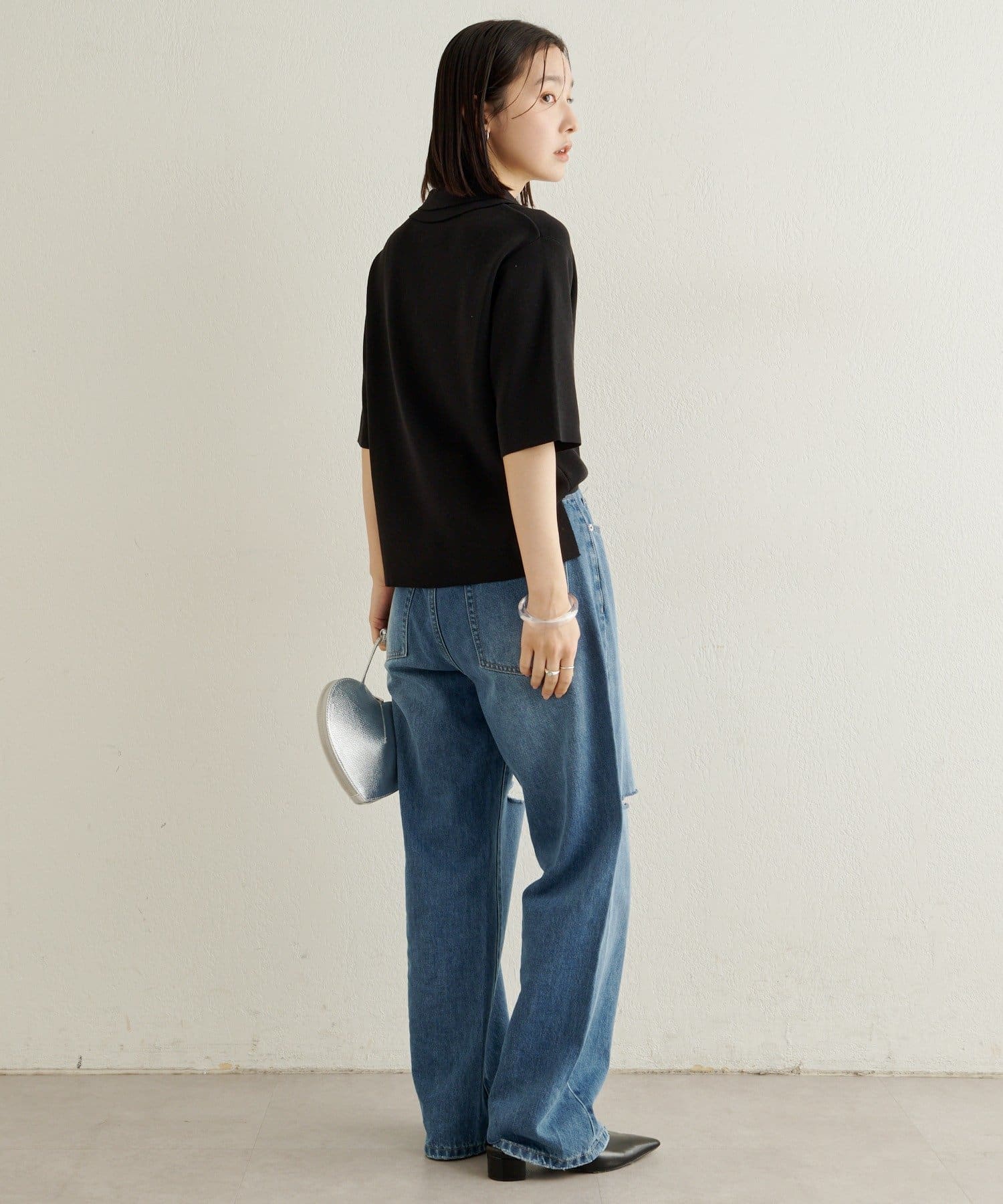 Omekashi(オメカシ) バイカラーポロニット