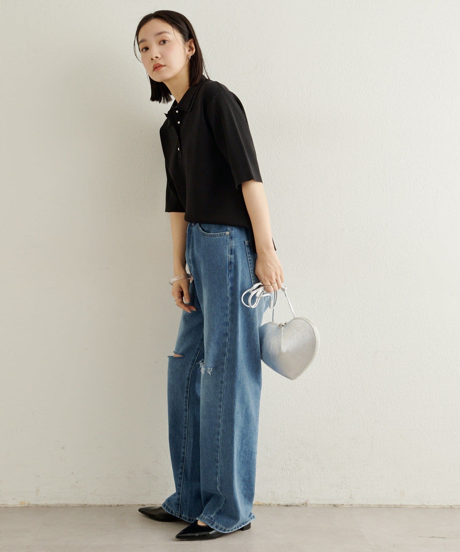 Omekashi(オメカシ) バイカラーポロニット