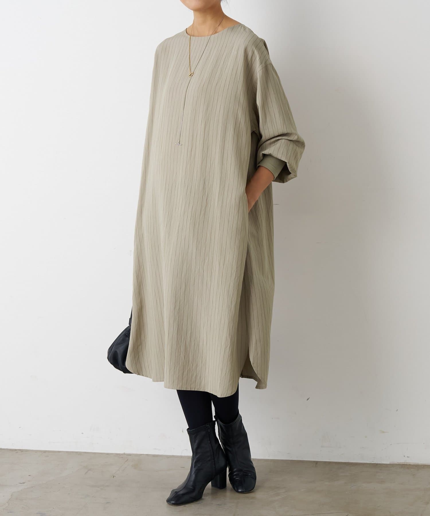 BEARDSLEY(ビアズリー) 袖口ニットシャツワンピース