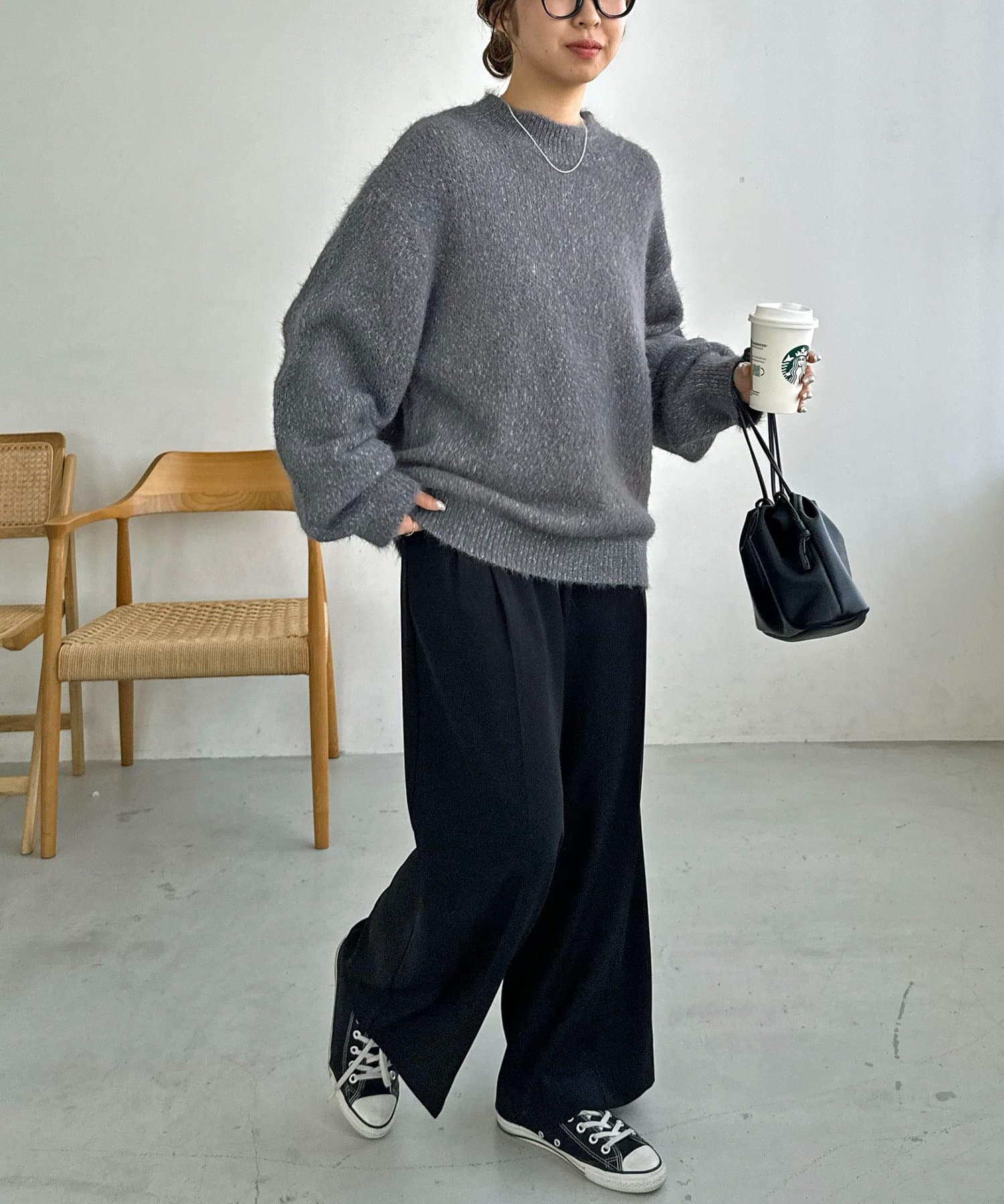 DISCOAT(ディスコート) 【ユニセックス】メランジシャギーニット