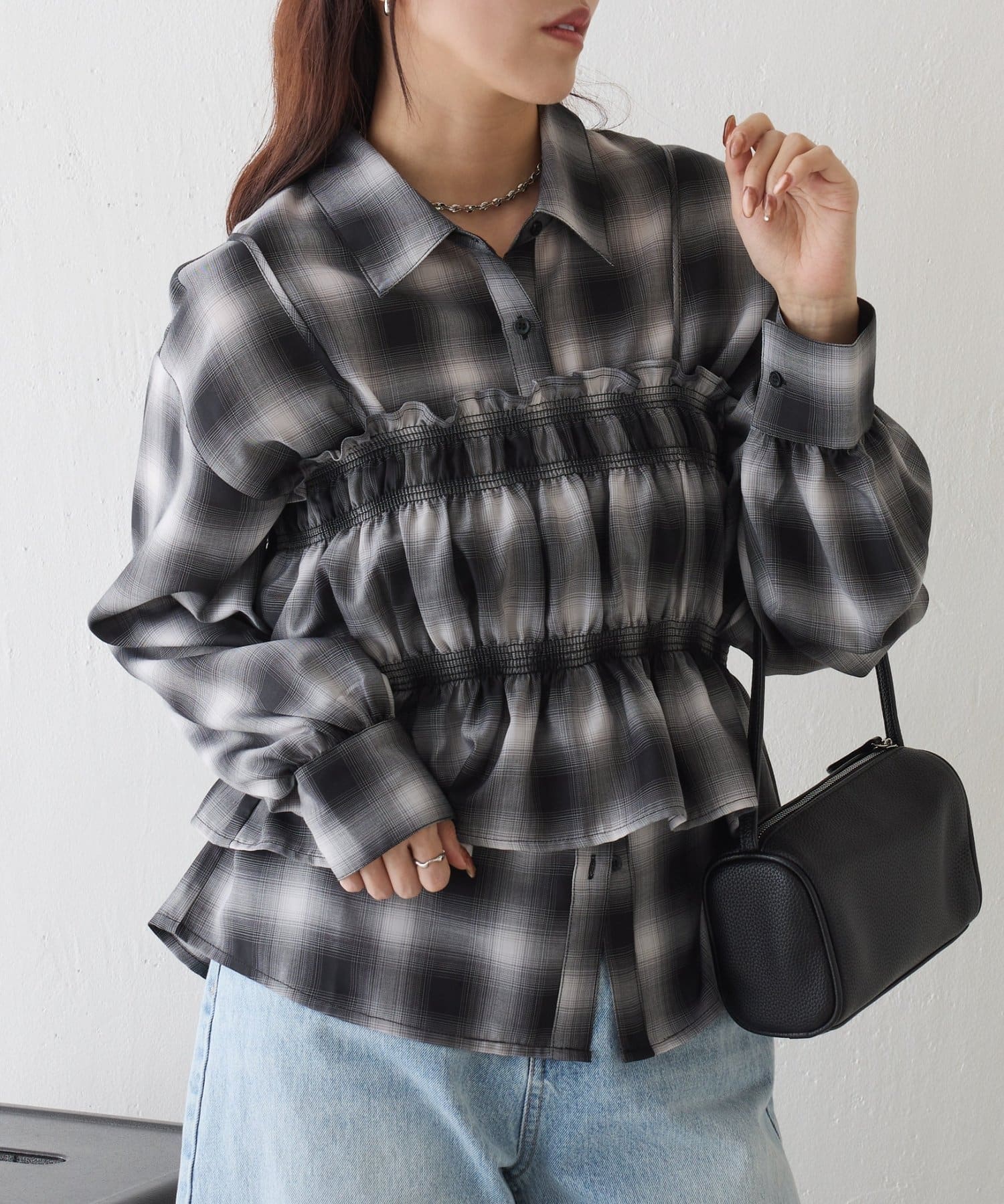 COLONY 2139(コロニー トゥーワンスリーナイン) 【WEB限定】オンブレチェックビスチェセットシャツ