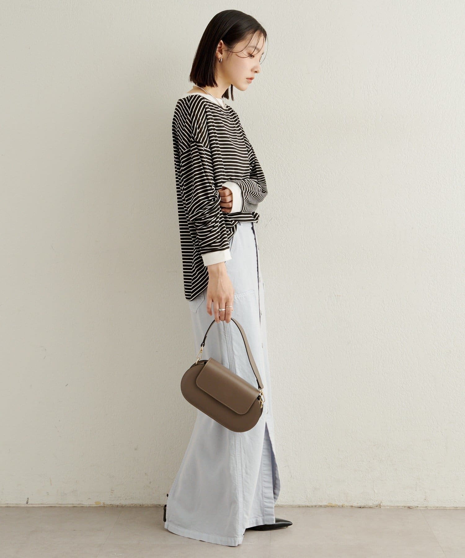 Omekashi(オメカシ) ボーダーオフショルロングTシャツ