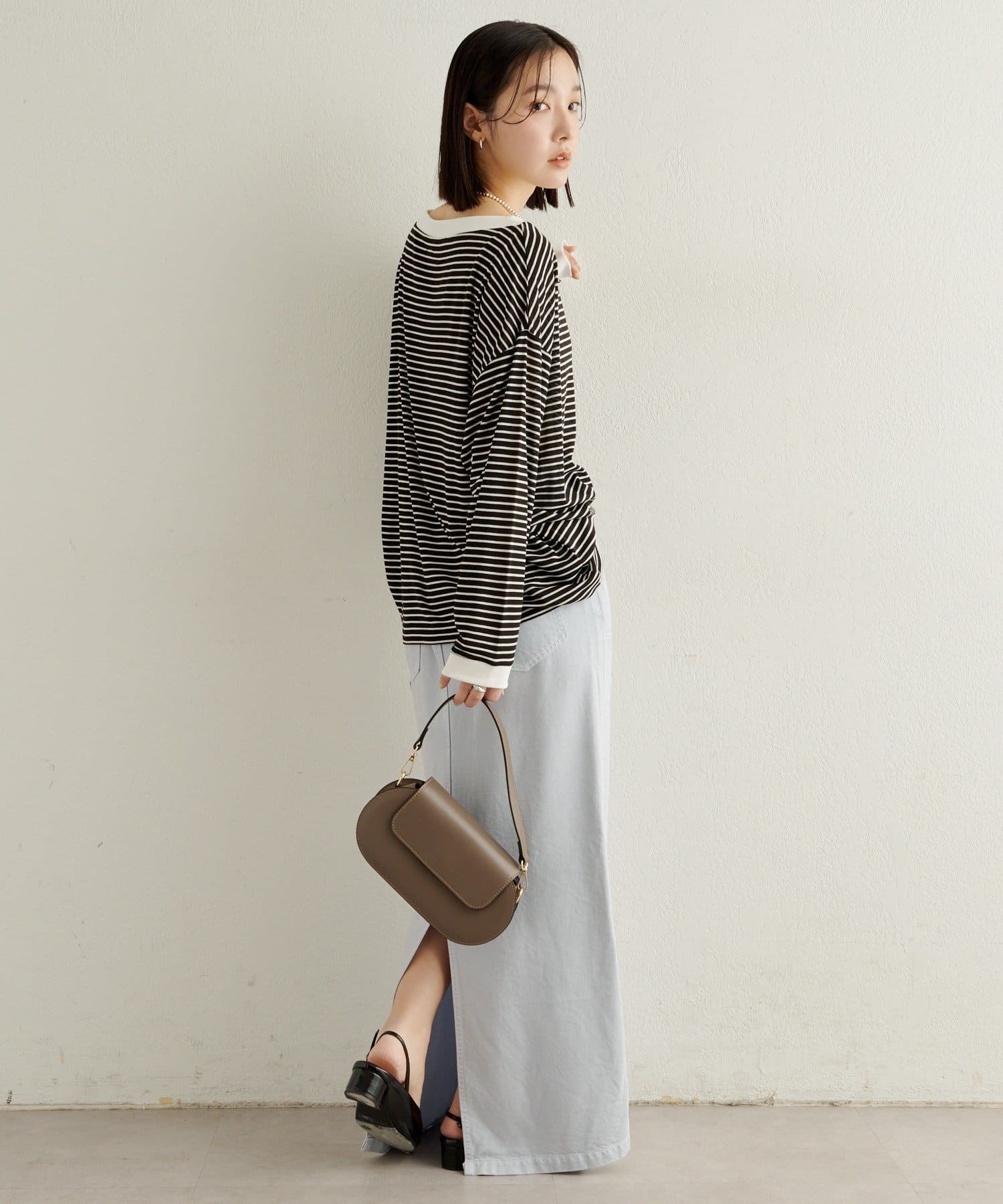 Omekashi(オメカシ) ボーダーオフショルロングTシャツ