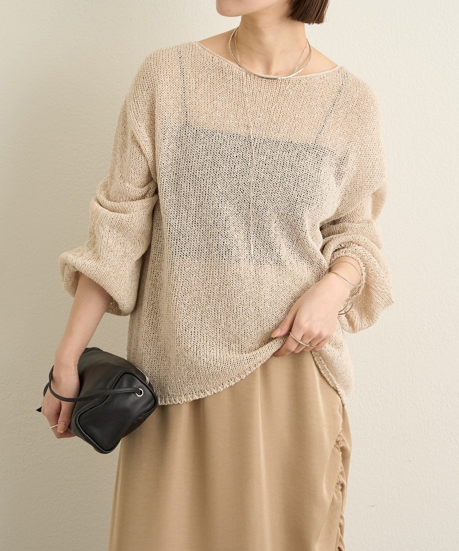 Omekashi(オメカシ) 和紙混袖ボリュームニット
