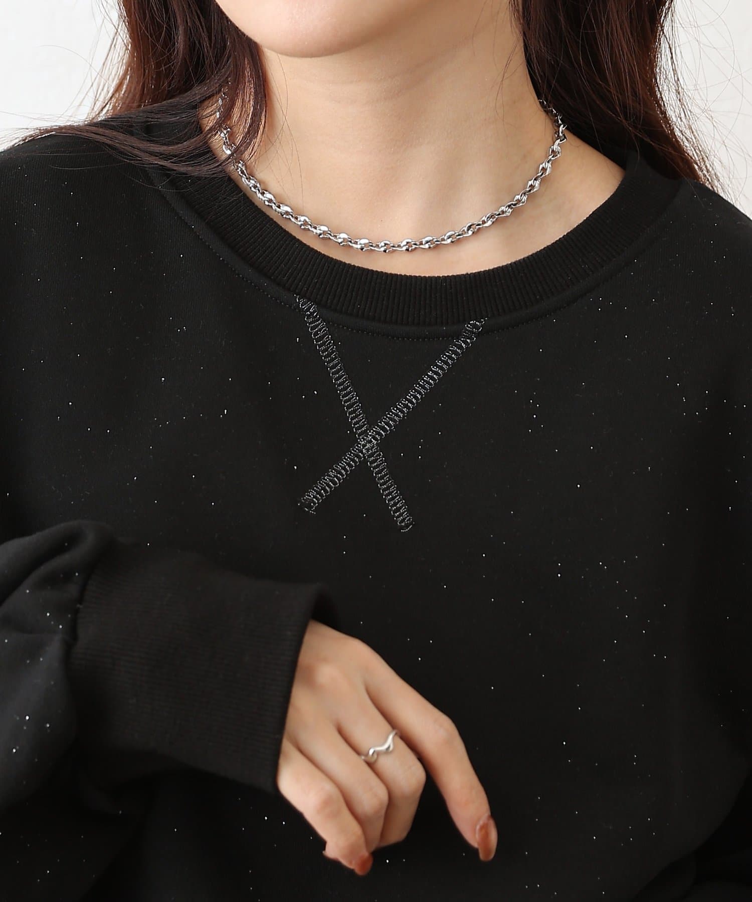 COLONY 2139(コロニー トゥーワンスリーナイン) ラメ裏毛クルーコンパクトプルオーバー