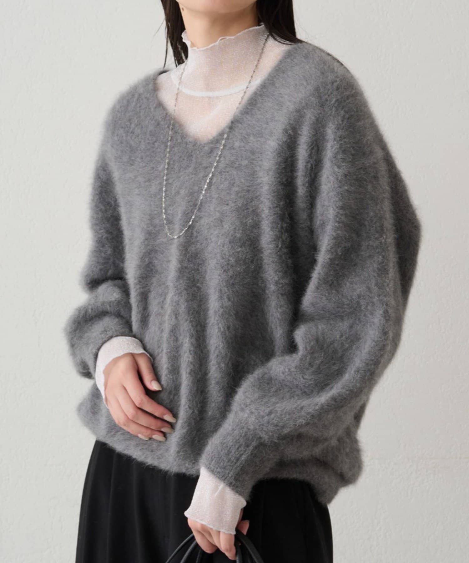 LOUNGEDRESS(ラウンジドレス) シアーチュールハイネックプルオーバー