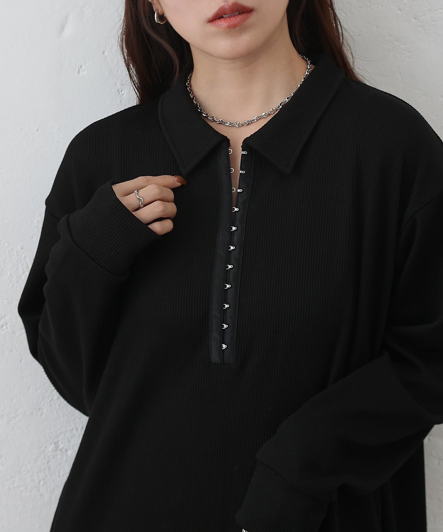 COLONY 2139(コロニー トゥーワンスリーナイン) テレコ衿付きロングワンピース