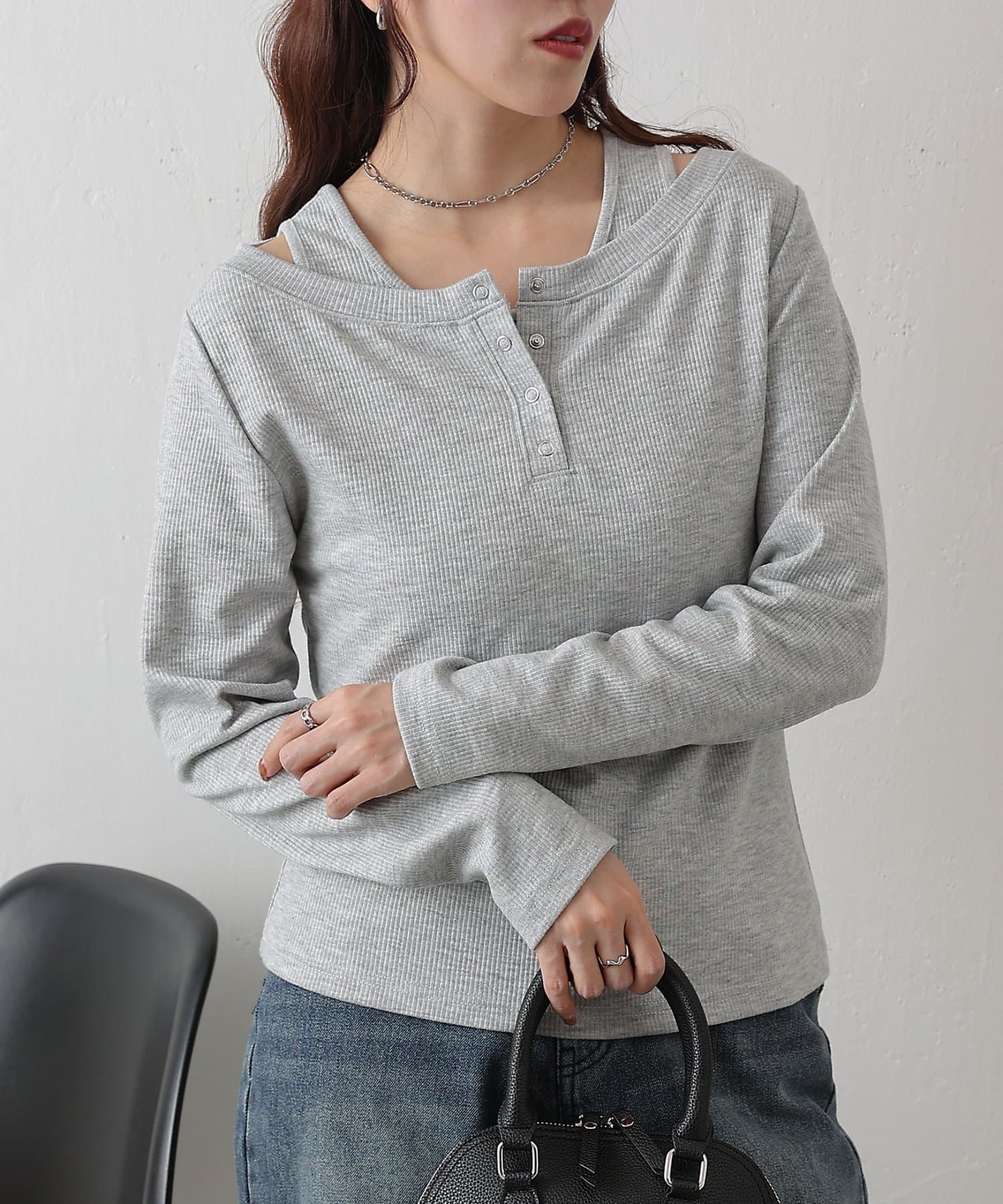 COLONY 2139(コロニー トゥーワンスリーナイン) テレコレイヤードヘンリーネックプルオーバー