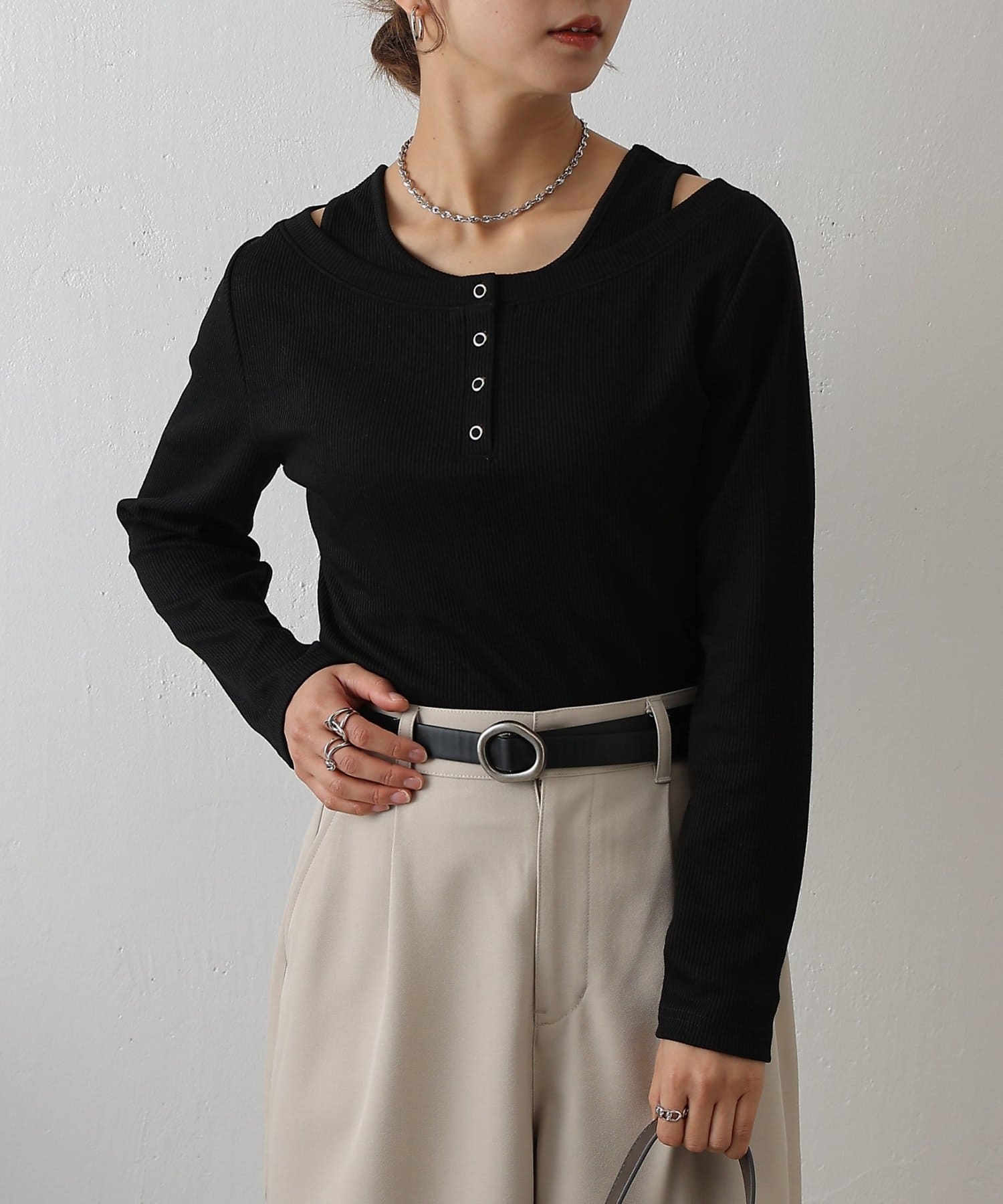 COLONY 2139(コロニー トゥーワンスリーナイン) テレコレイヤードヘンリーネックプルオーバー