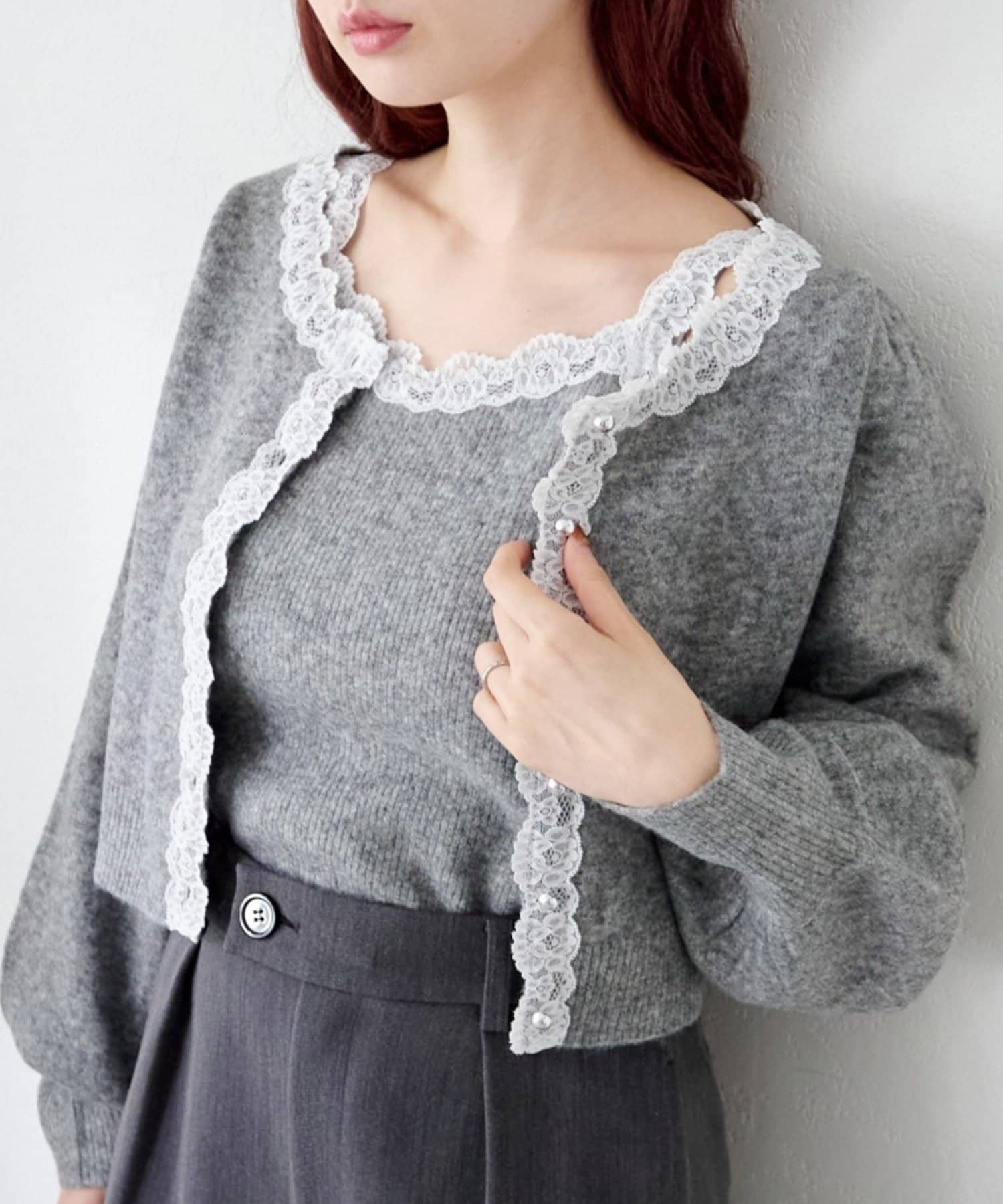 Kastane(カスタネ) レースニットキャミ＆カーデSET