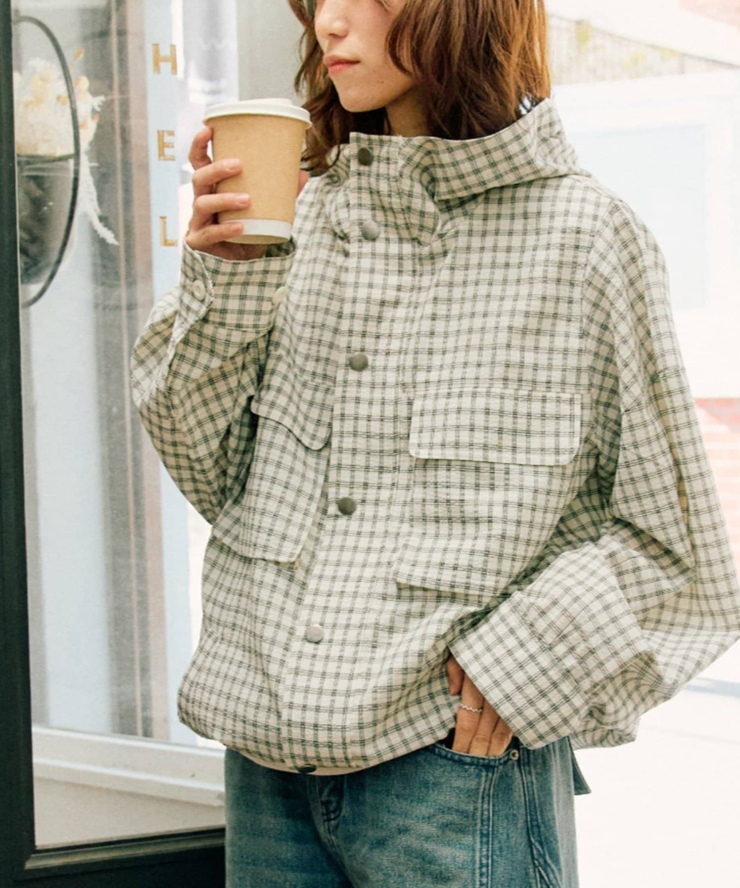 CIAOPANIC TYPY(チャオパニックティピー) 【UNISEX】チェックフードシャウター