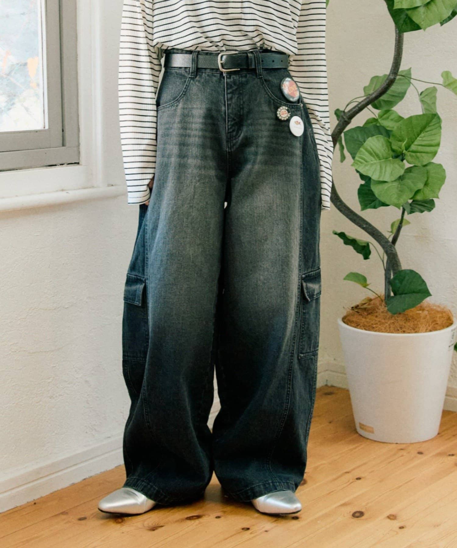 CIAOPANIC TYPY(チャオパニックティピー) 【UNISEX】バルーンカーブカーゴデニムパンツ