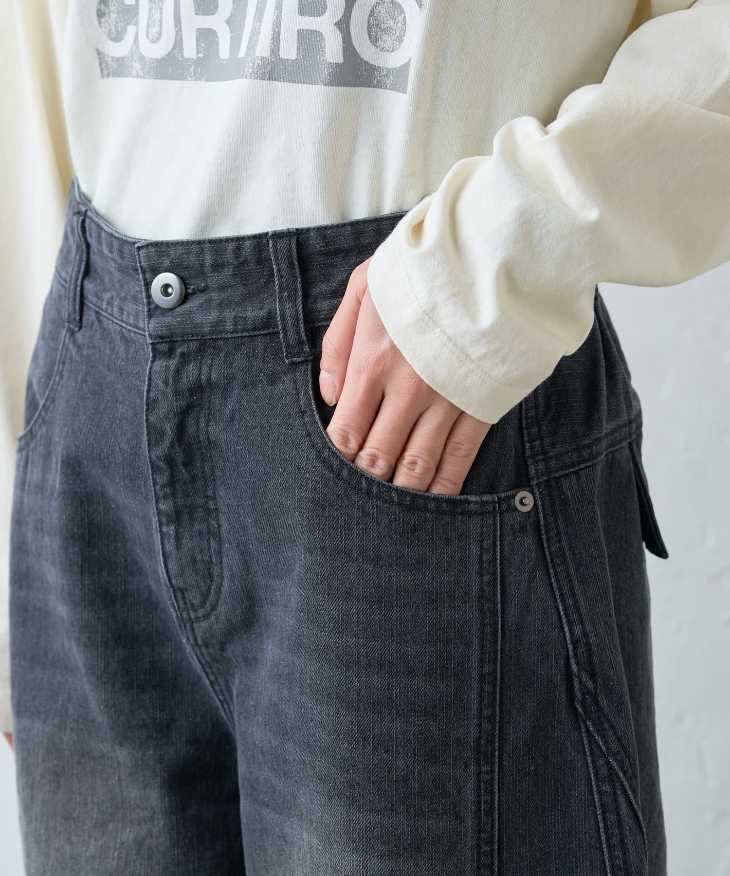 CIAOPANIC TYPY(チャオパニックティピー) 【UNISEX】バルーンカーブカーゴデニムパンツ