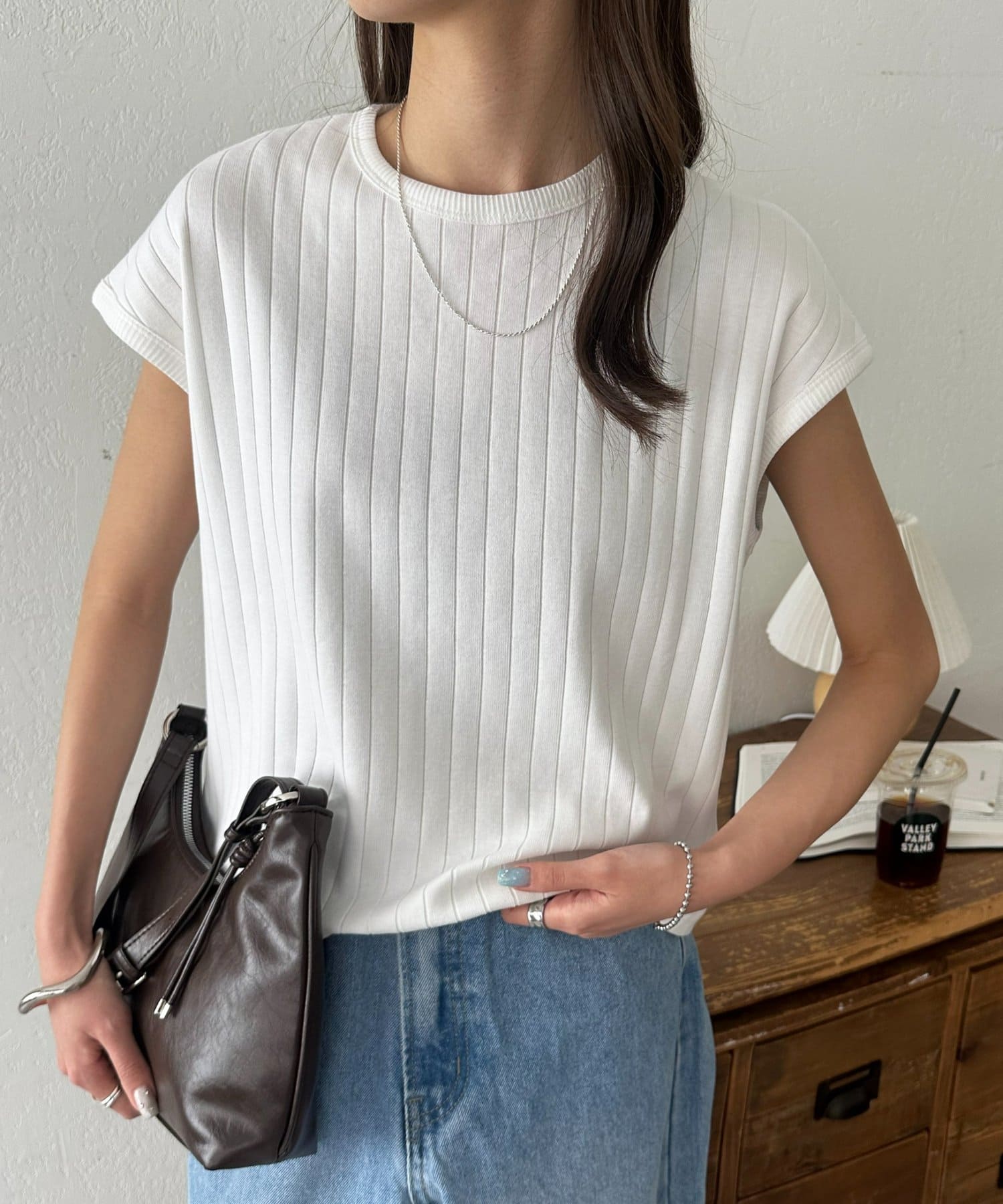 DISCOAT(ディスコート) 【WEB限定】ワイドリブフレンチスリーブTシャツ