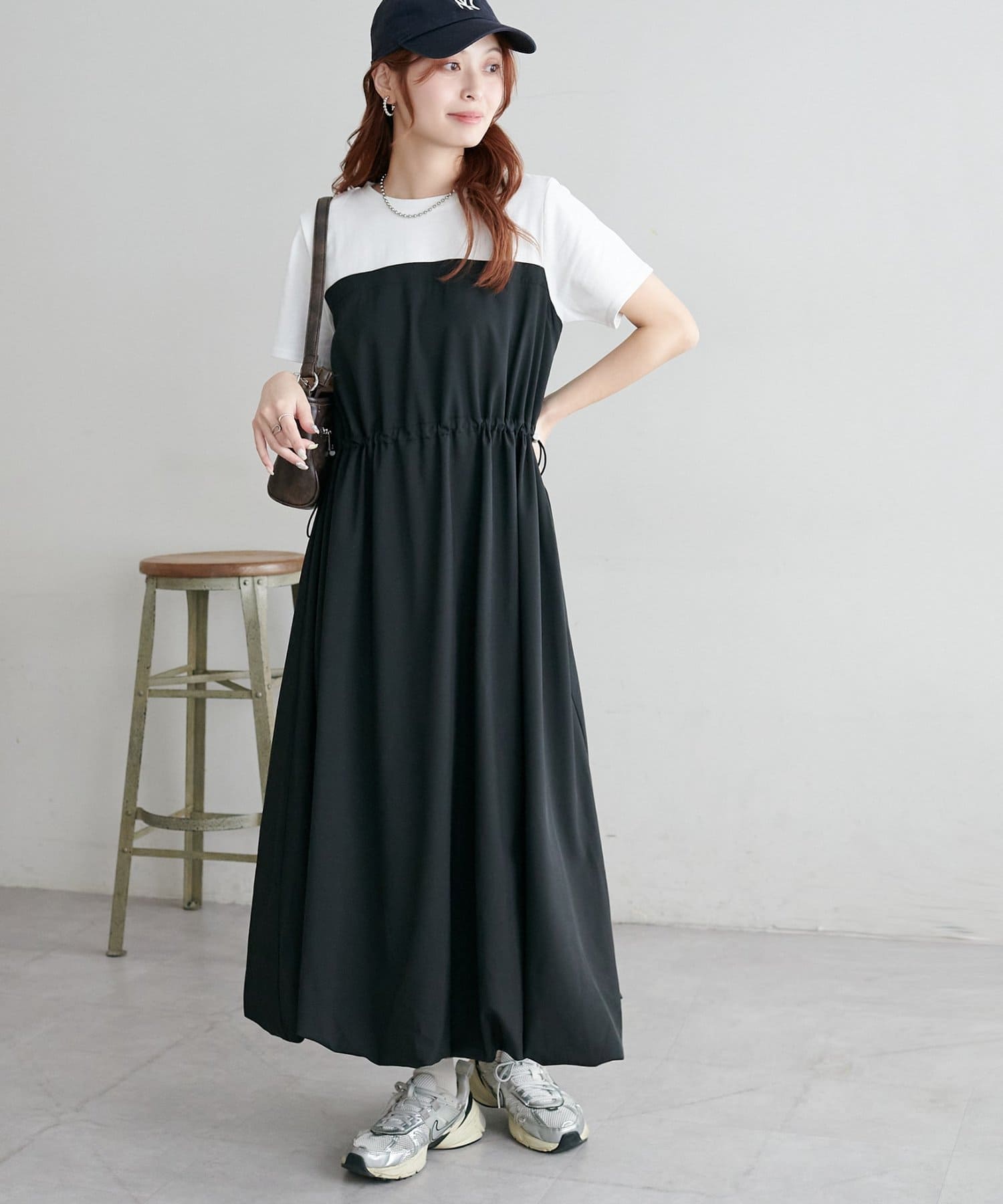 DISCOAT(ディスコート) 【WEB限定】半袖ドッキングバルーンワンピース