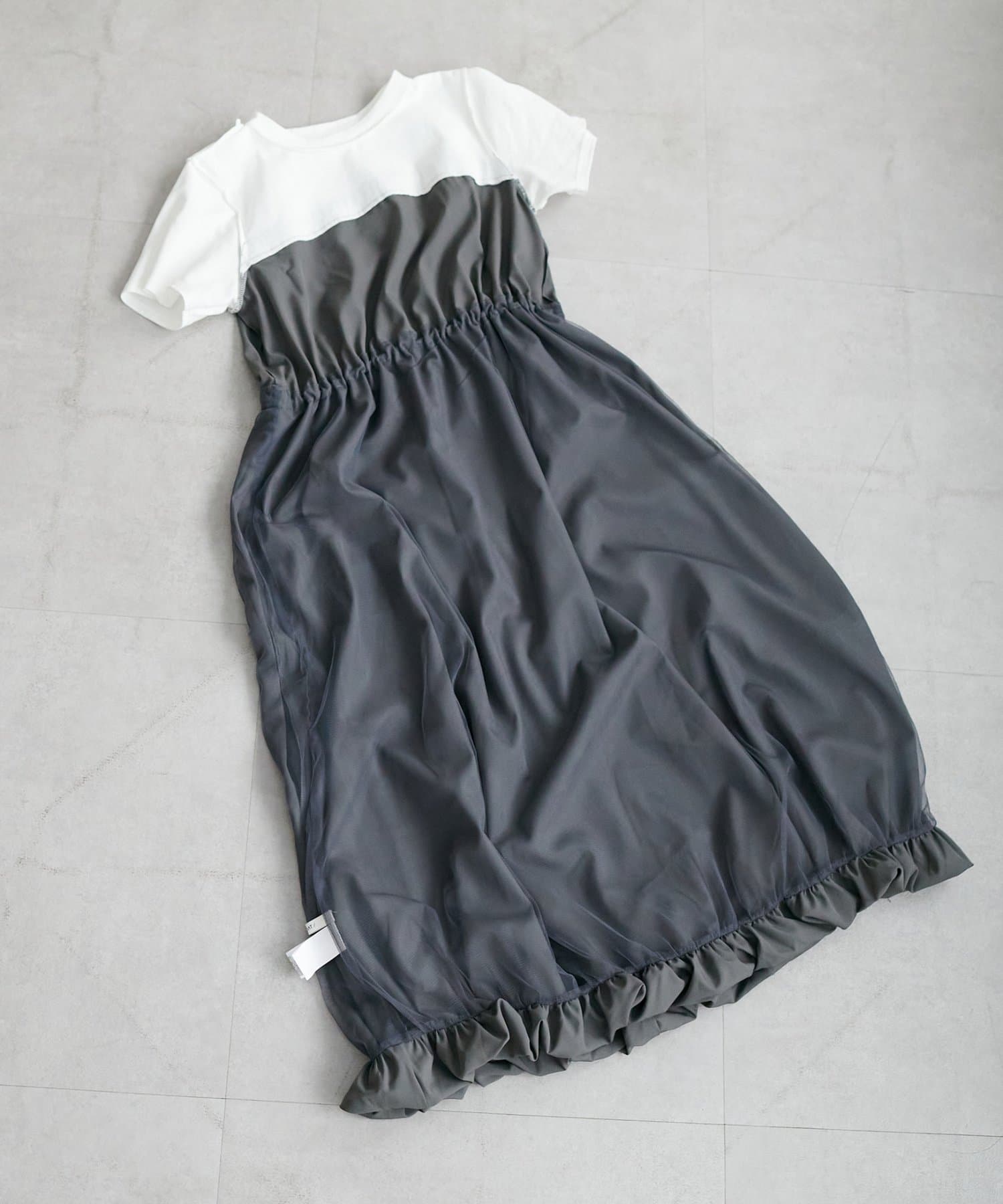 DISCOAT(ディスコート) 【WEB限定】半袖ドッキングバルーンワンピース