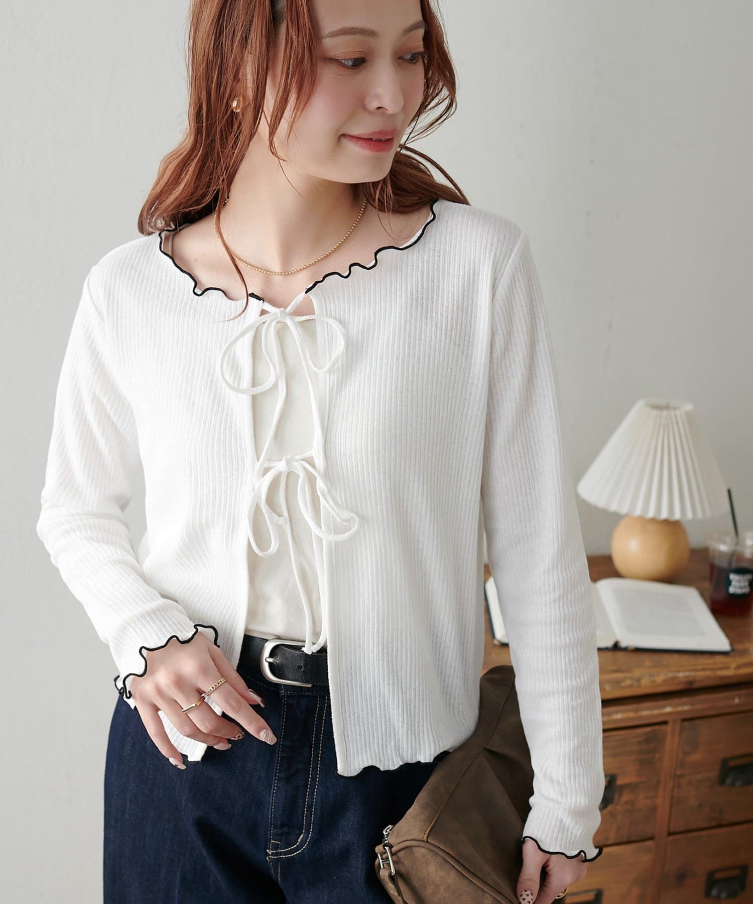 DISCOAT(ディスコート) 【WEB限定】配色メローシアーカーデ