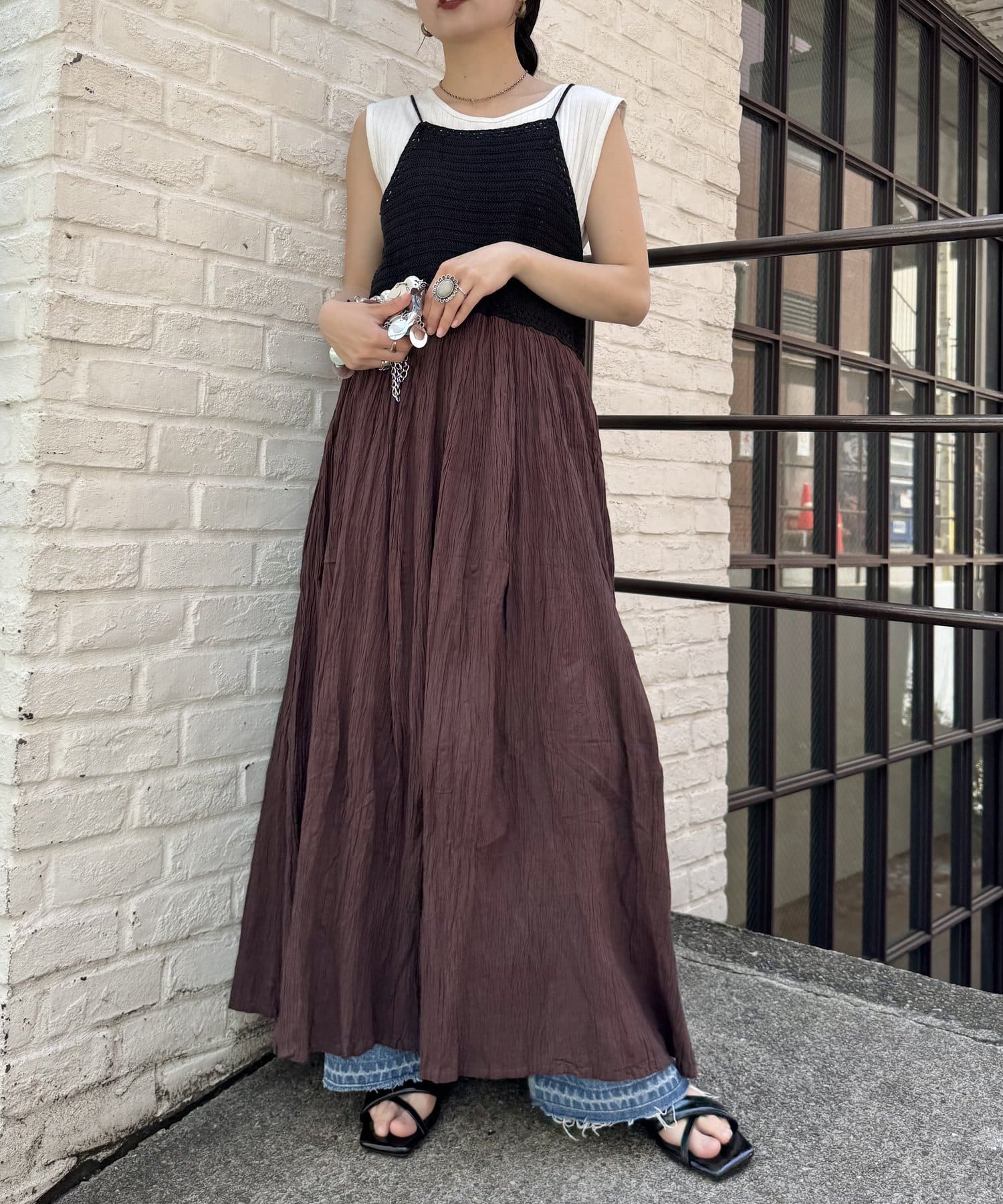 CIAOPANIC TYPY】クロシェ切替キャミワンピース | OUTLET(アウトレット
