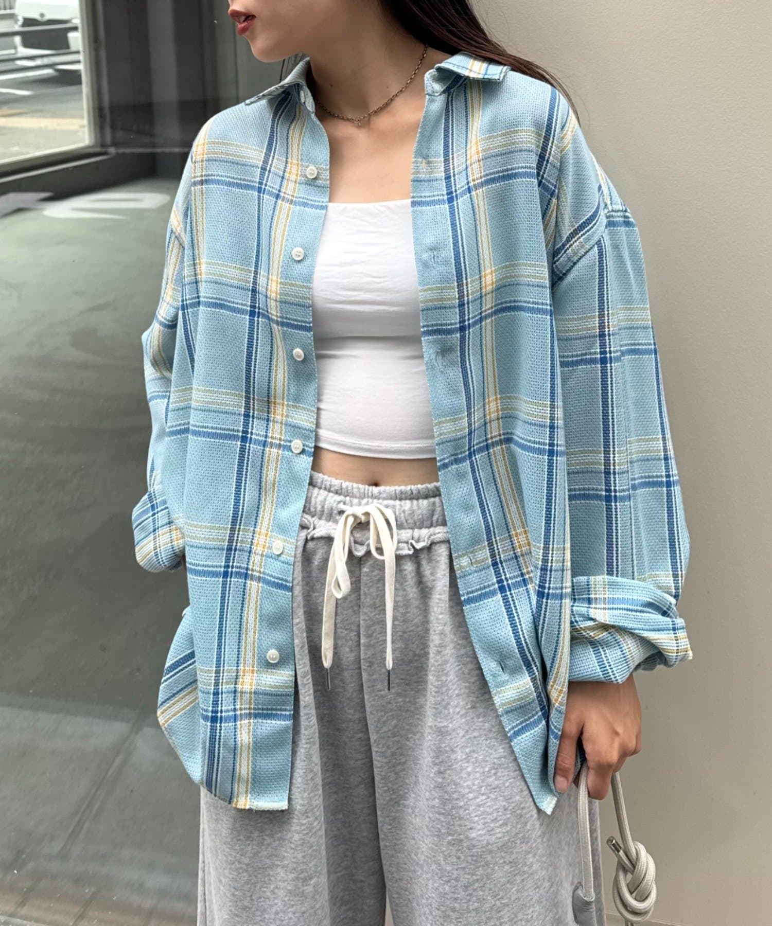 OUTLET(アウトレット) 【CIAOPANIC TYPY】バスケット編みメッシュチェックシャツ