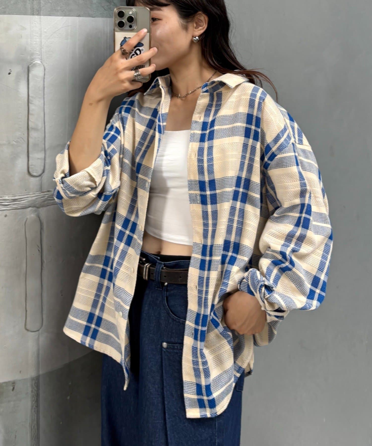 OUTLET(アウトレット) 【CIAOPANIC TYPY】バスケット編みメッシュチェックシャツ