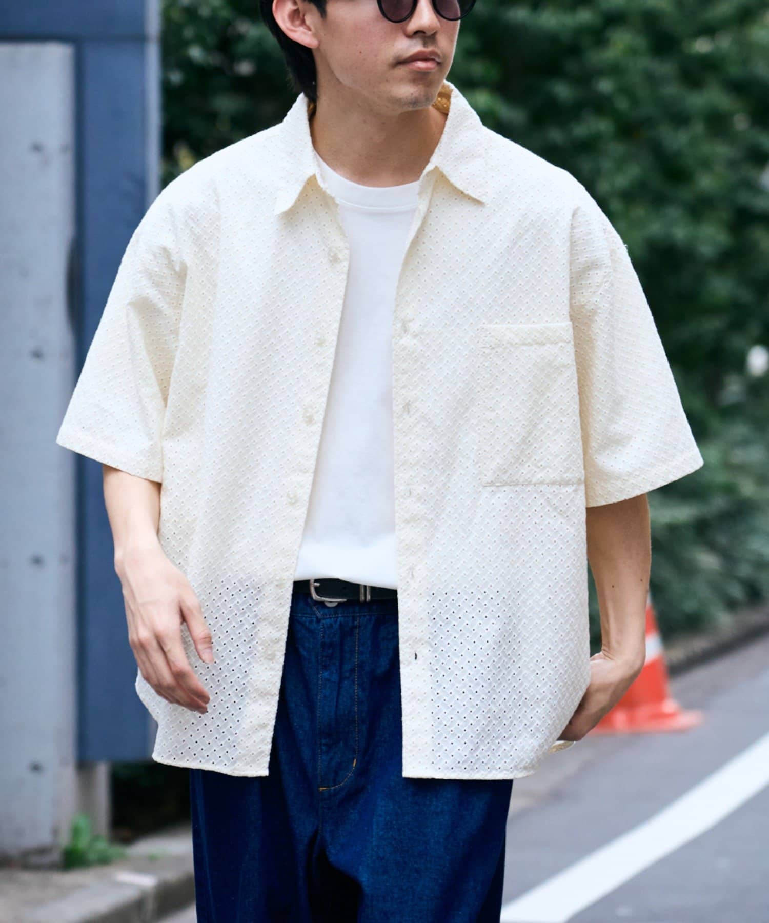 OUTLET(アウトレット) 【CIAOPANIC TYPY】ユニセックスジャガード刺繍レースシャツ