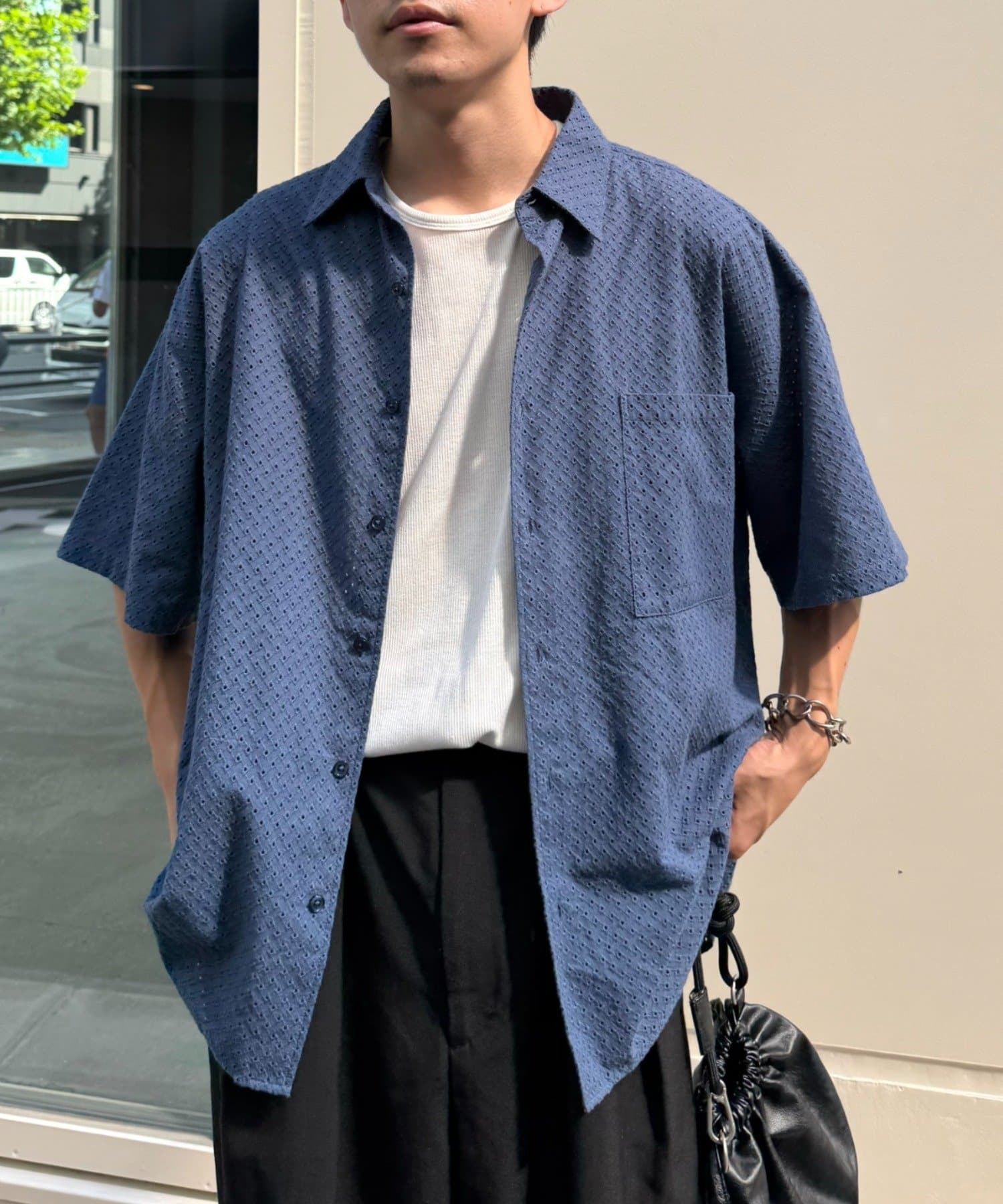 OUTLET(アウトレット) 【CIAOPANIC TYPY】ユニセックスジャガード刺繍レースシャツ