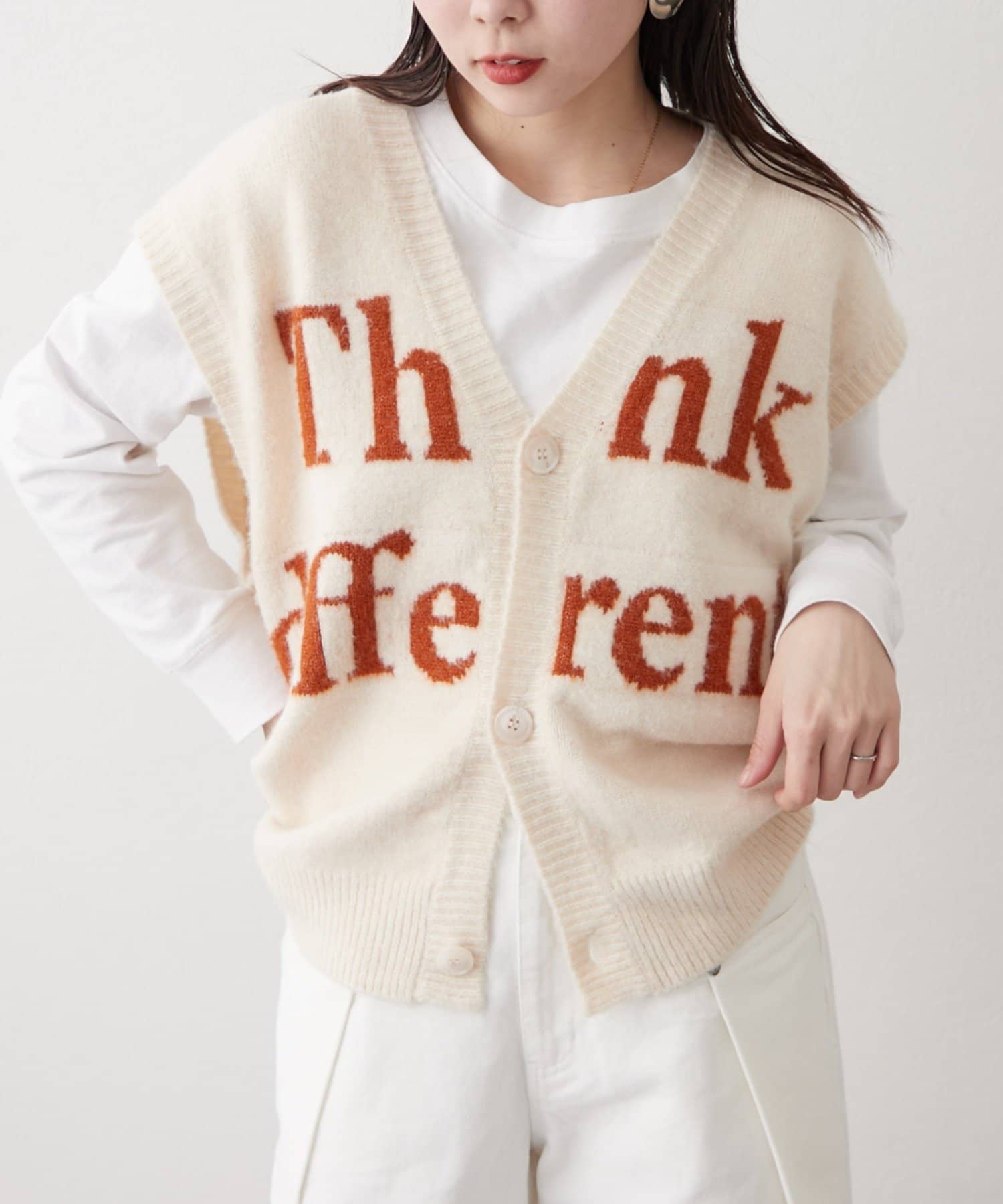 OUTLET(アウトレット) 【CIAOPANIC TYPY】ロゴジャガード前開きニットベスト