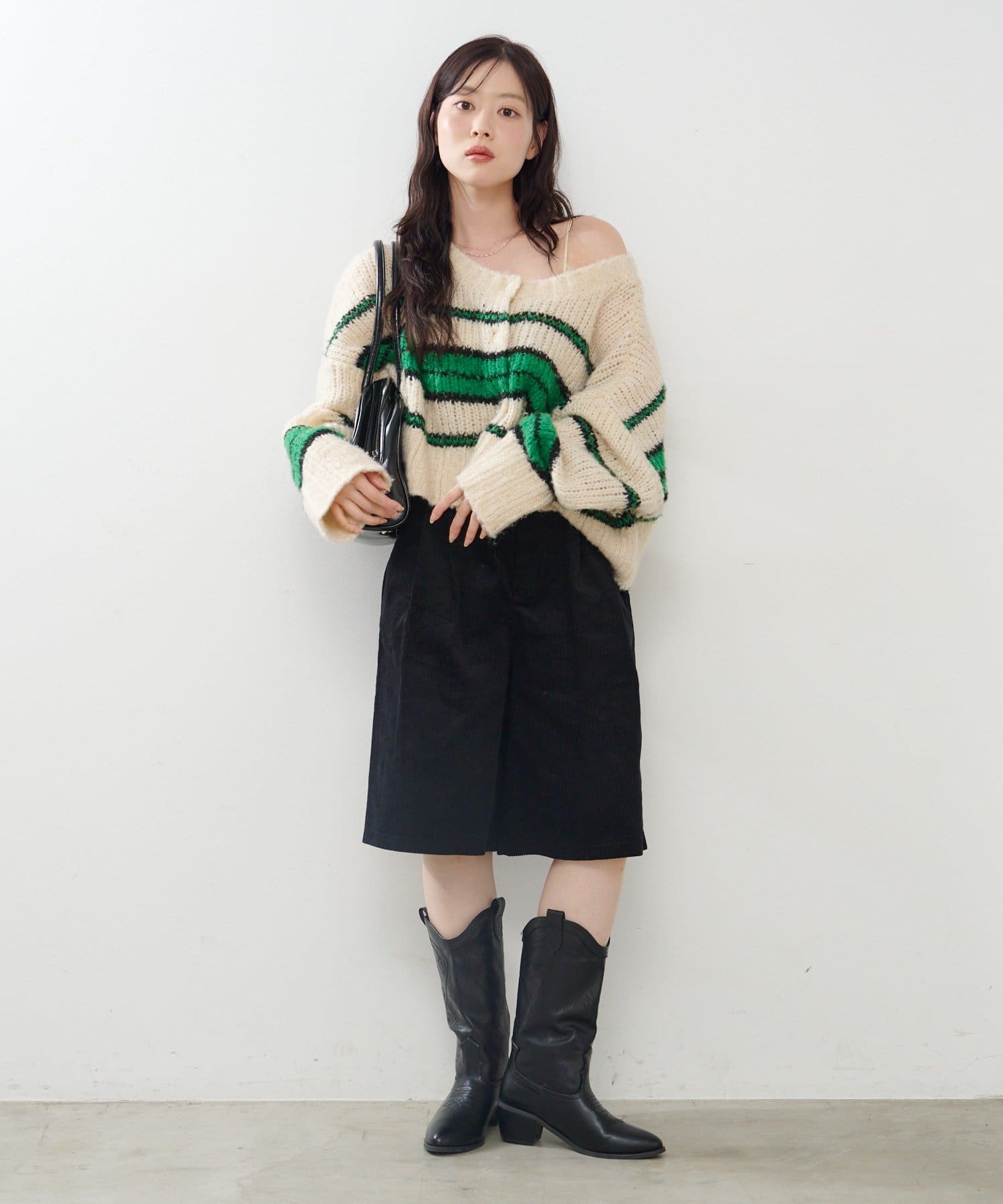 OUTLET(アウトレット) 【Kastane】ボーダーモヘアライクニット