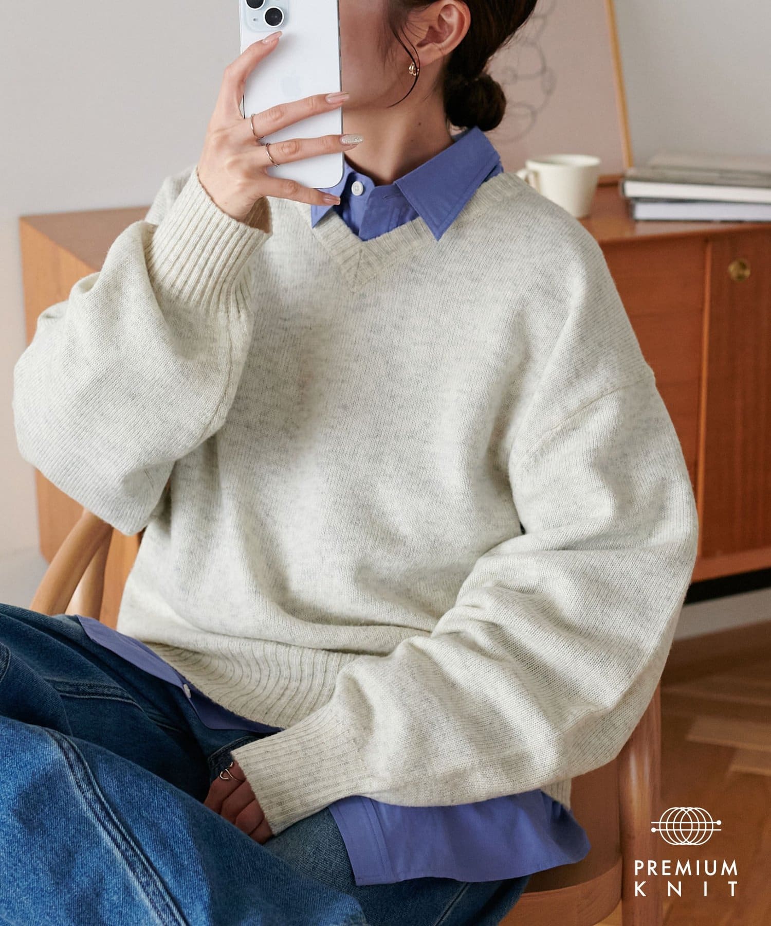 OUTLET(アウトレット) 【Discoat】メリノウールVネックニット