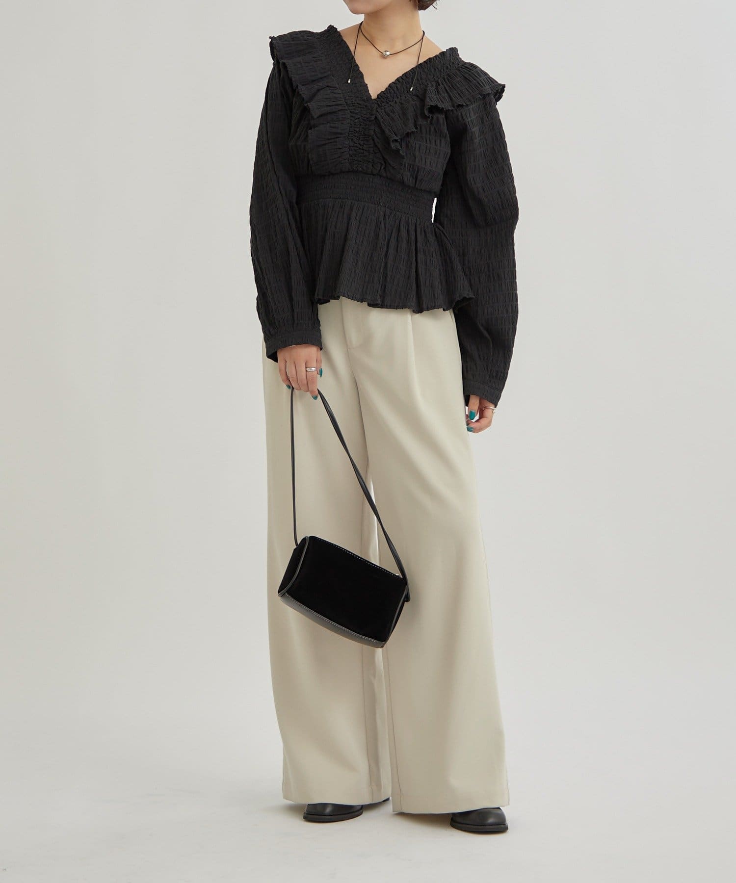 OUTLET(アウトレット) 【mystic】スクエアシャーリングブラウス