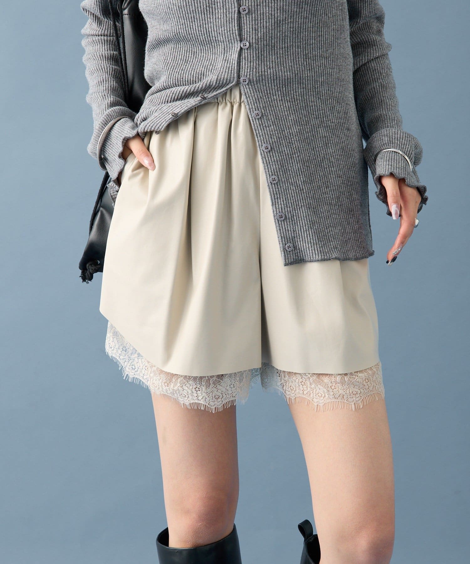 OUTLET(アウトレット) 【mystic】レースレイヤードパンツ