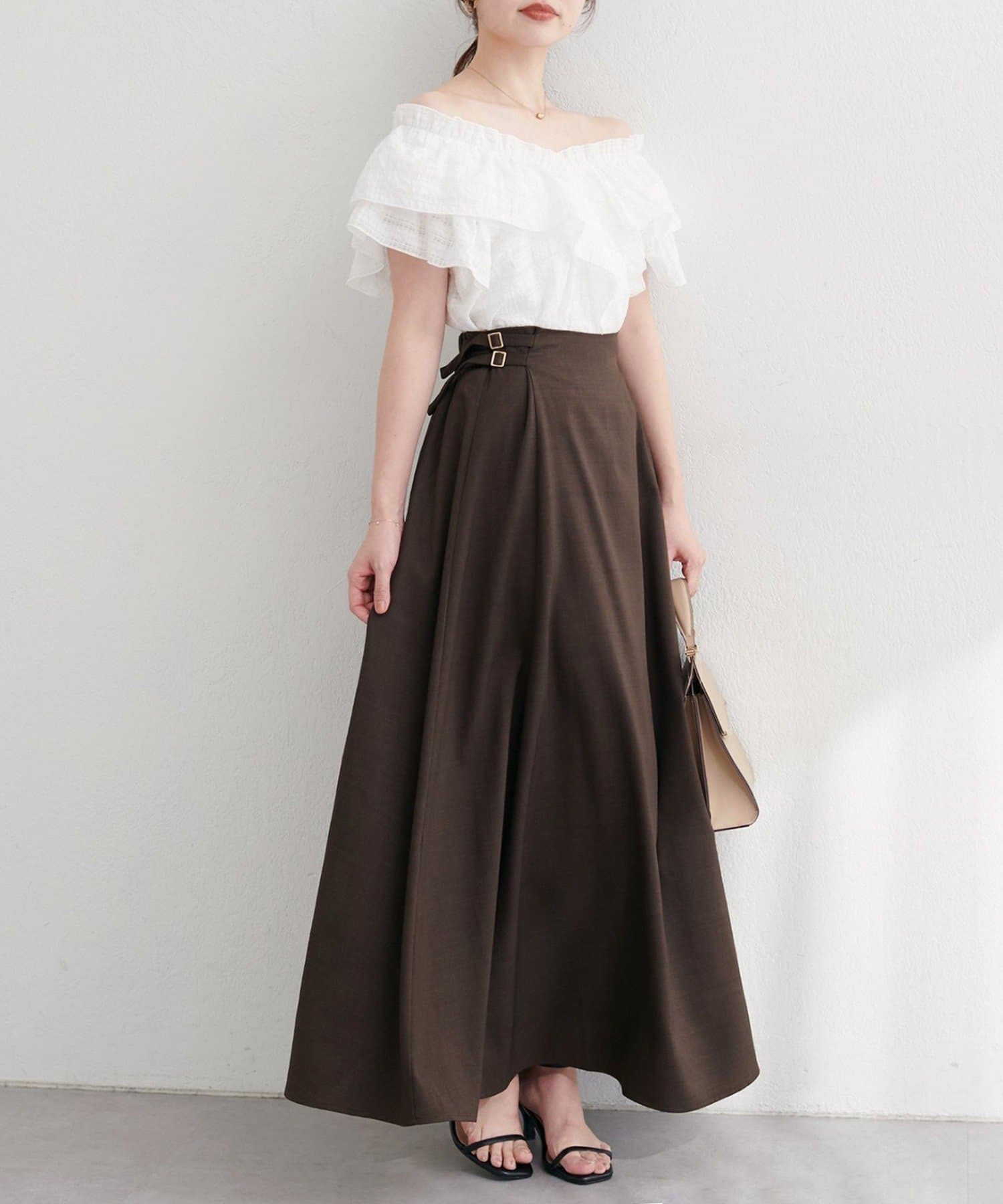 NICE CLAUP / OLIVE des OLIVE OUTLET(ナイスクラップ  / オリーブ デ オリーブ アウトレット) 【natural couture】ハイウエストベルトフレアスカート