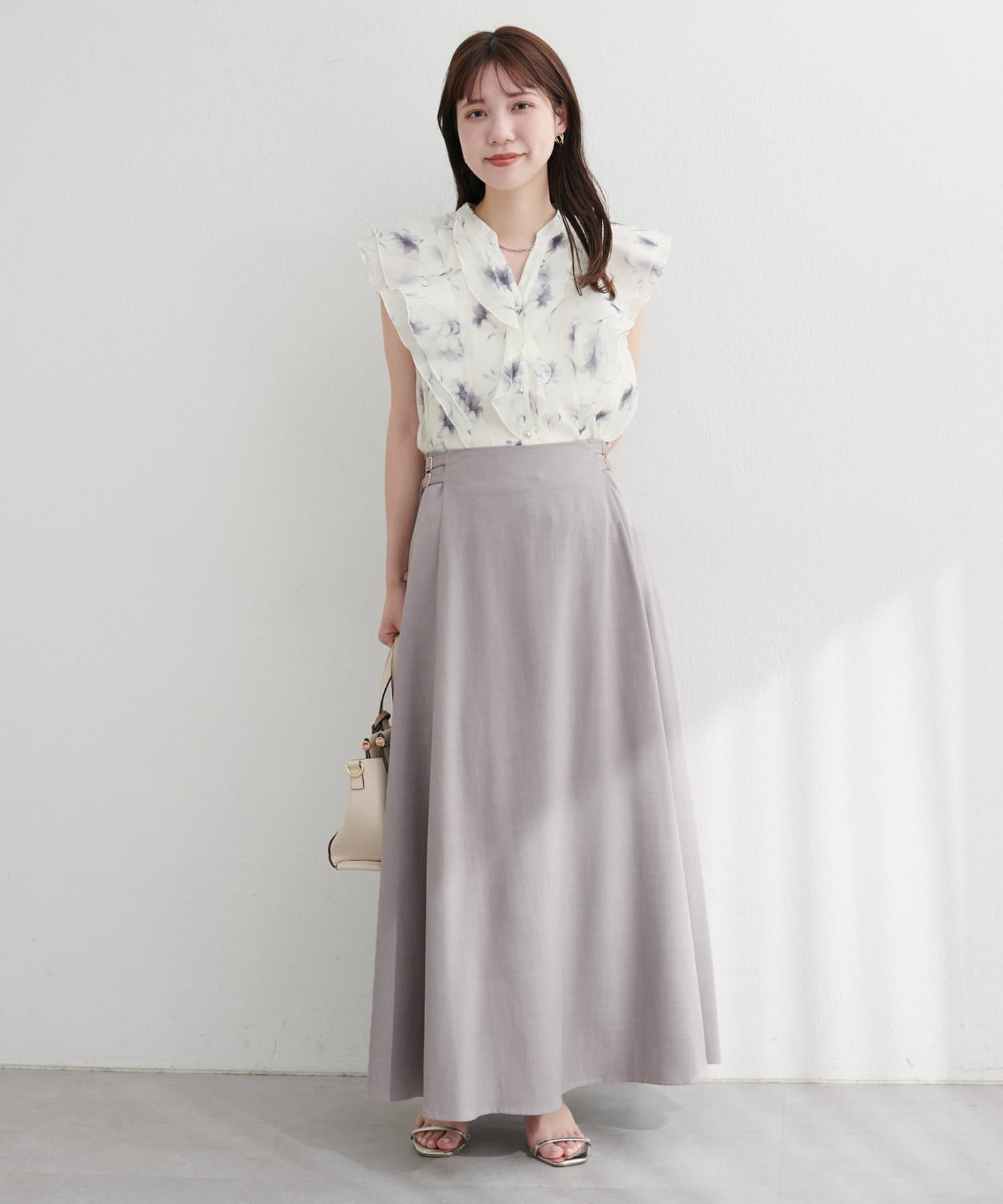 NICE CLAUP / OLIVE des OLIVE OUTLET(ナイスクラップ  / オリーブ デ オリーブ アウトレット) 【natural couture】ハイウエストベルトフレアスカート