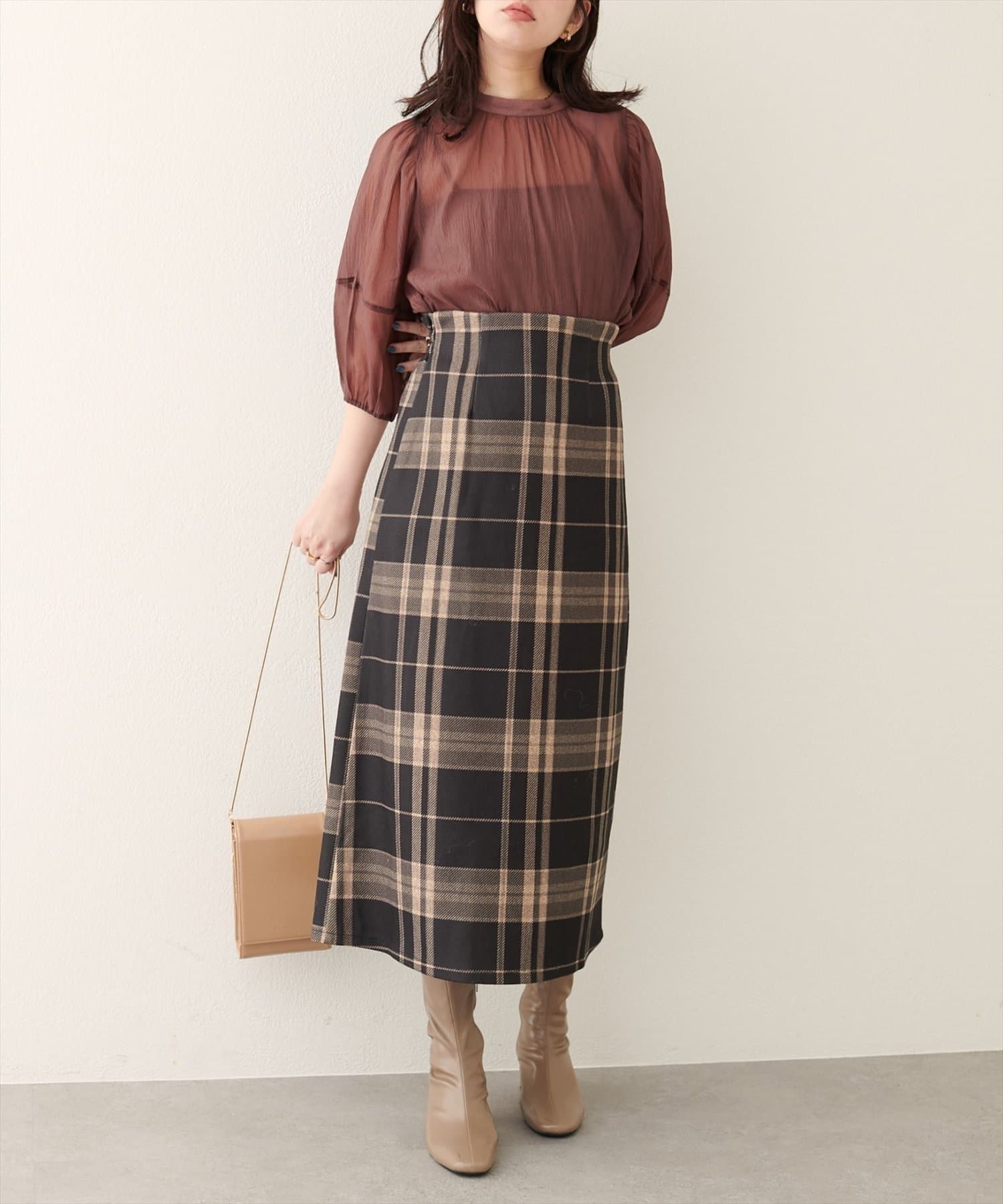 NICE CLAUP / OLIVE des OLIVE OUTLET(ナイスクラップ  / オリーブ デ オリーブ アウトレット) 【natural couture】チェック柄ペンシルスカート