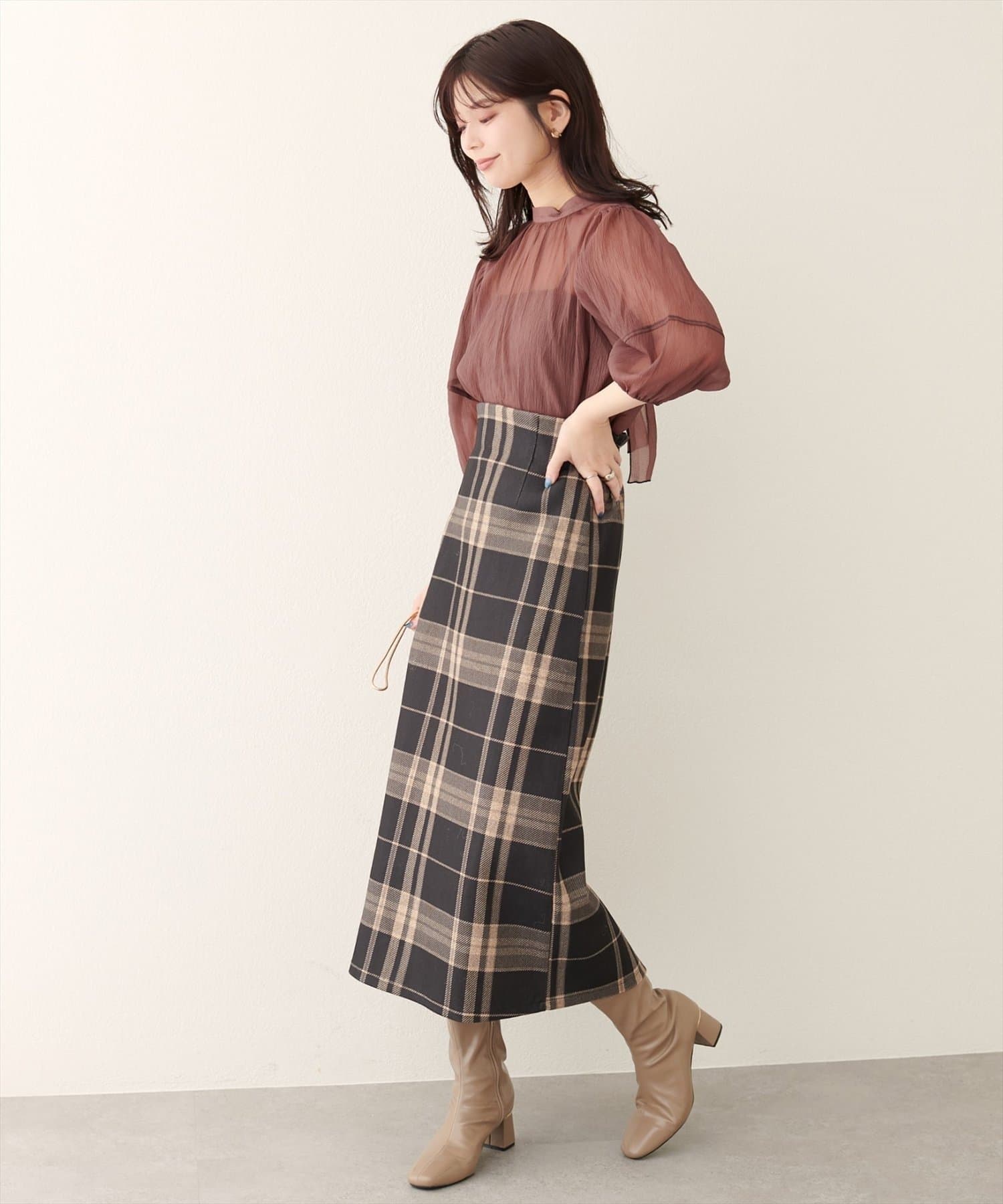 NICE CLAUP / OLIVE des OLIVE OUTLET(ナイスクラップ  / オリーブ デ オリーブ アウトレット) 【natural couture】チェック柄ペンシルスカート