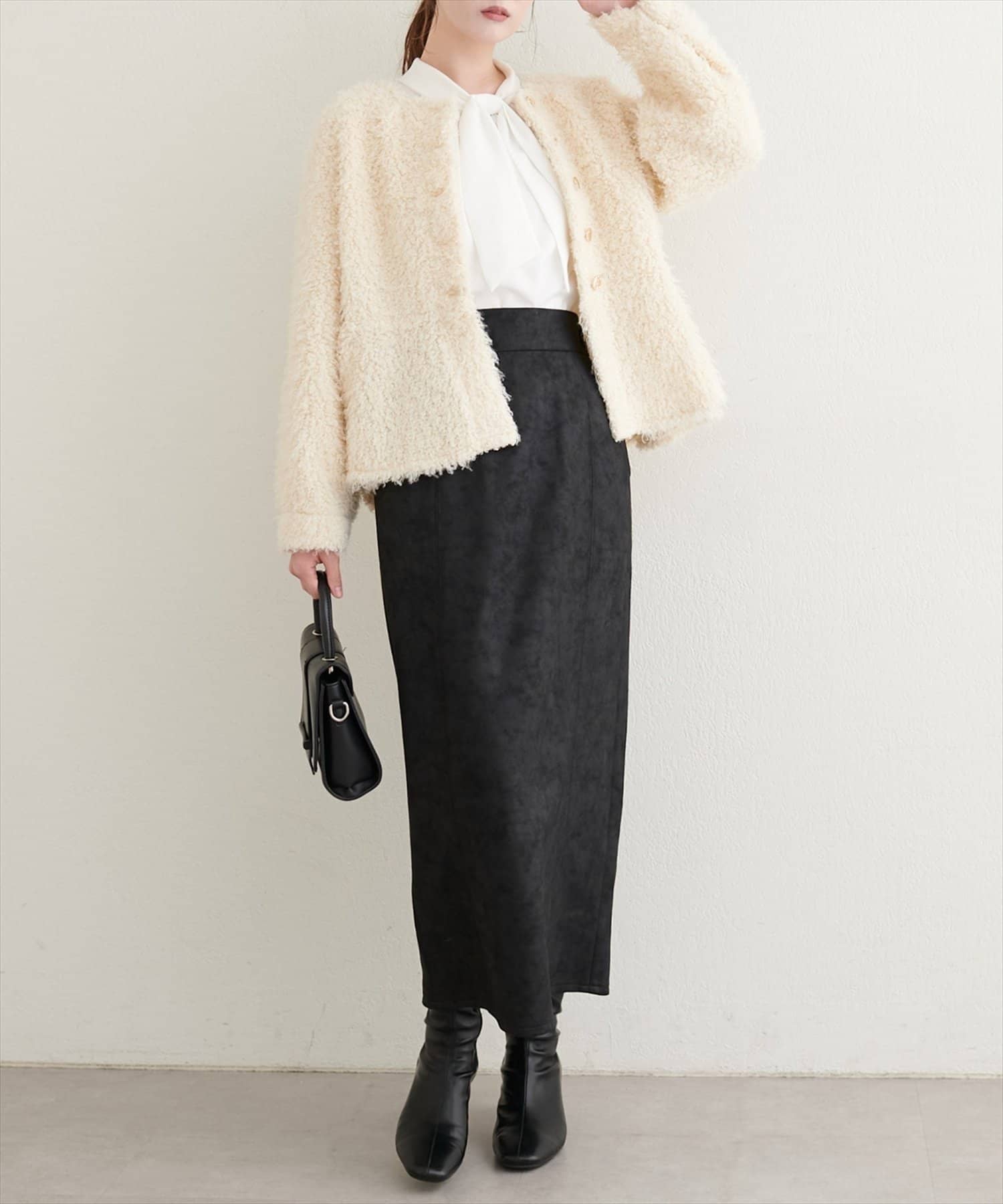 NICE CLAUP / OLIVE des OLIVE OUTLET(ナイスクラップ  / オリーブ デ オリーブ アウトレット) 【natural couture】合皮風ポンチスエードタイトスカート