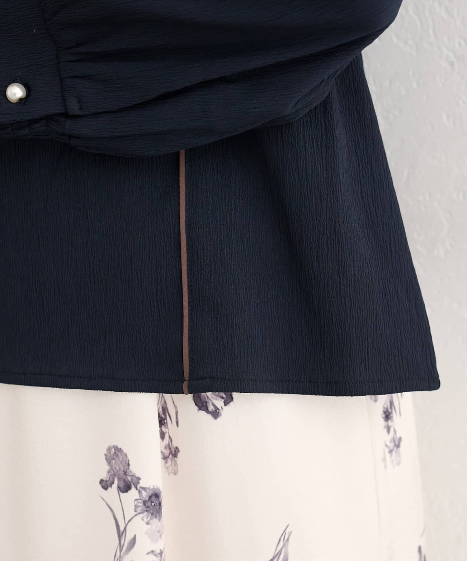 NICE CLAUP / OLIVE des OLIVE OUTLET(ナイスクラップ  / オリーブ デ オリーブ アウトレット) 【natural couture】ハートネックパイピング配色ブラウス