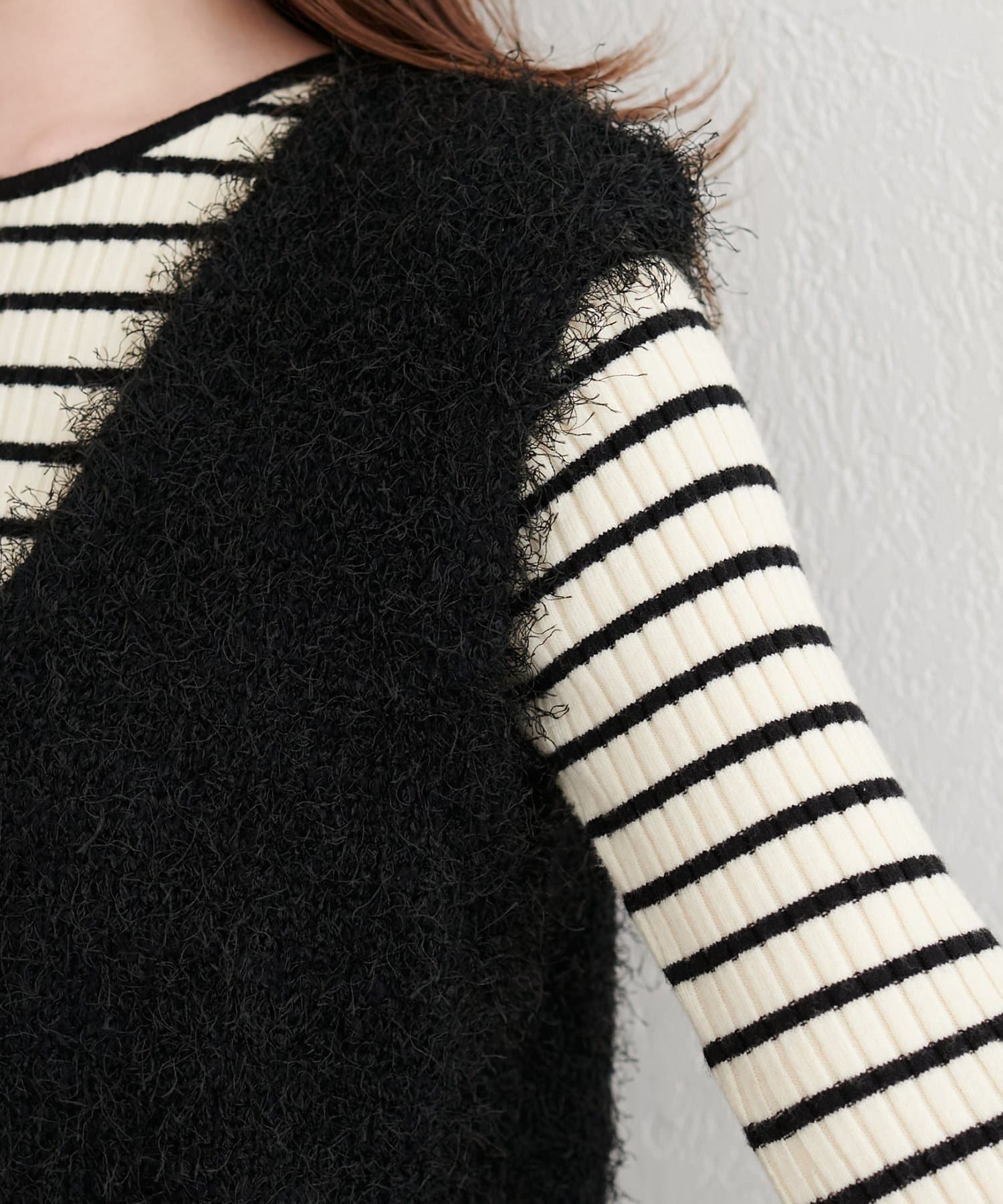 NICE CLAUP / OLIVE des OLIVE OUTLET(ナイスクラップ  / オリーブ デ オリーブ アウトレット) 【natural couture】フェザーヤーンVネックベスト