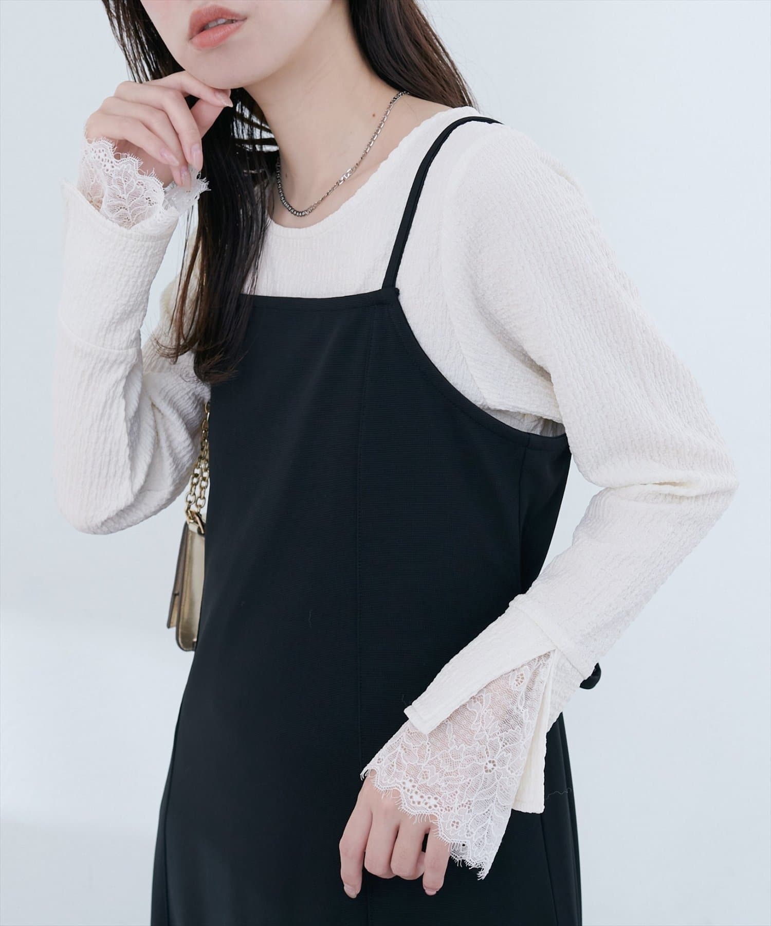 NICE CLAUP / OLIVE des OLIVE OUTLET(ナイスクラップ  / オリーブ デ オリーブ アウトレット) 【natural couture】レース切り替えカットソー