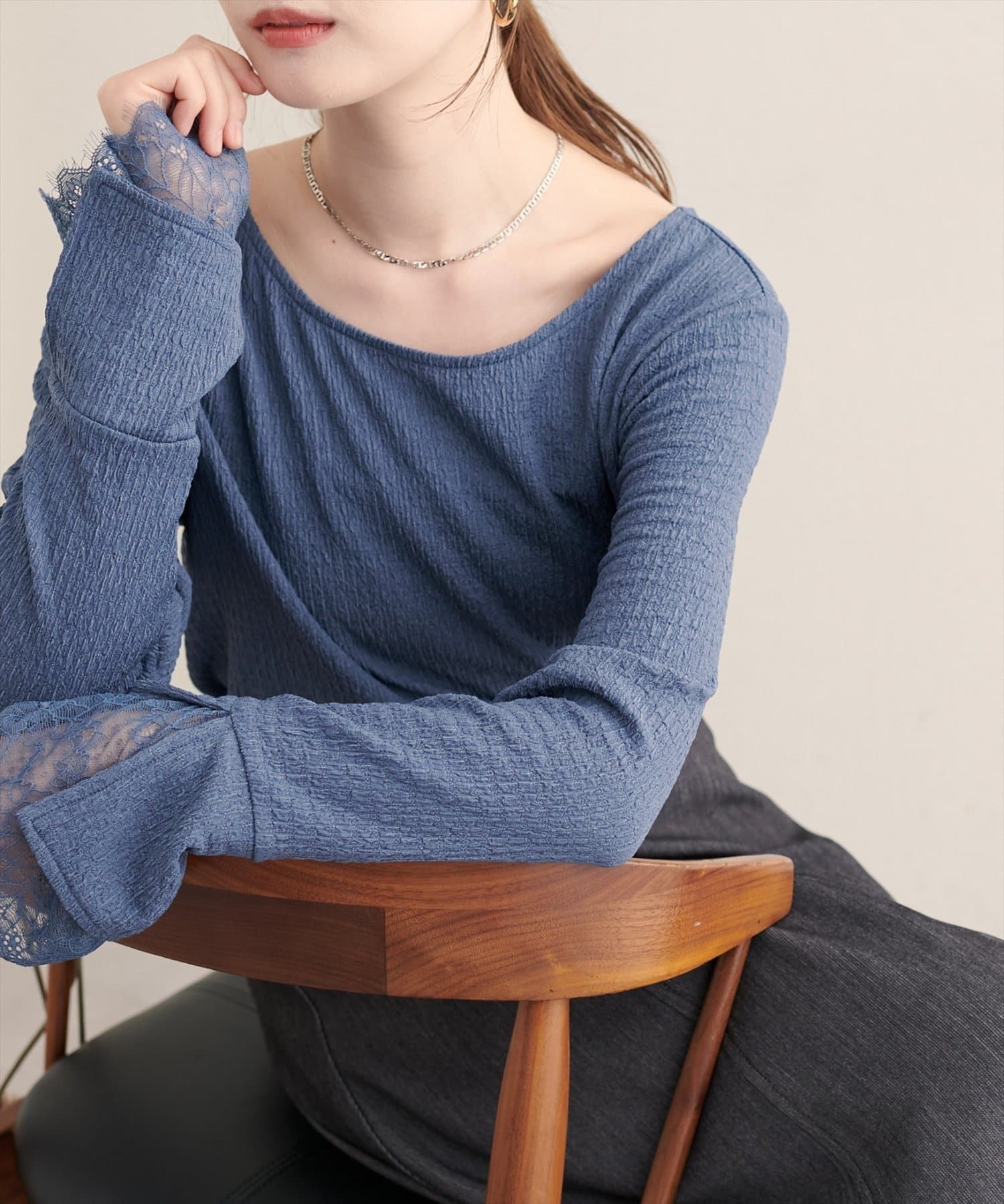 NICE CLAUP / OLIVE des OLIVE OUTLET(ナイスクラップ  / オリーブ デ オリーブ アウトレット) 【natural couture】レース切り替えカットソー