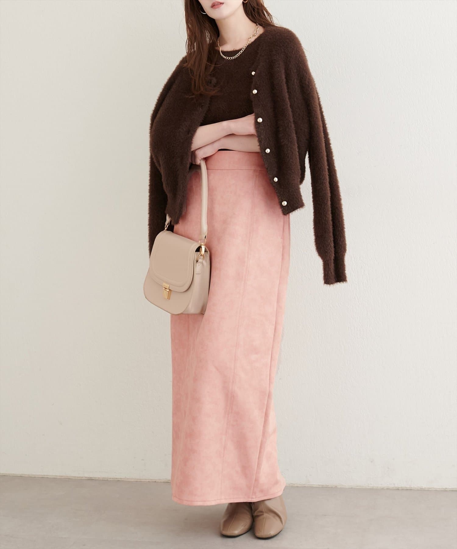 NICE CLAUP / OLIVE des OLIVE OUTLET(ナイスクラップ  / オリーブ デ オリーブ アウトレット) 【EVERY.VERY niceclaup】合皮風ポンチスエードタイトスカート