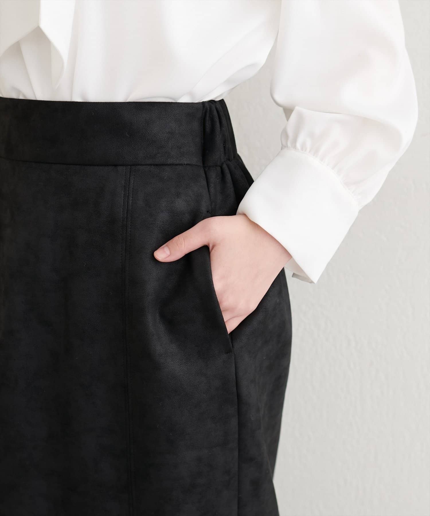 NICE CLAUP / OLIVE des OLIVE OUTLET(ナイスクラップ  / オリーブ デ オリーブ アウトレット) 【EVERY.VERY niceclaup】合皮風ポンチスエードタイトスカート