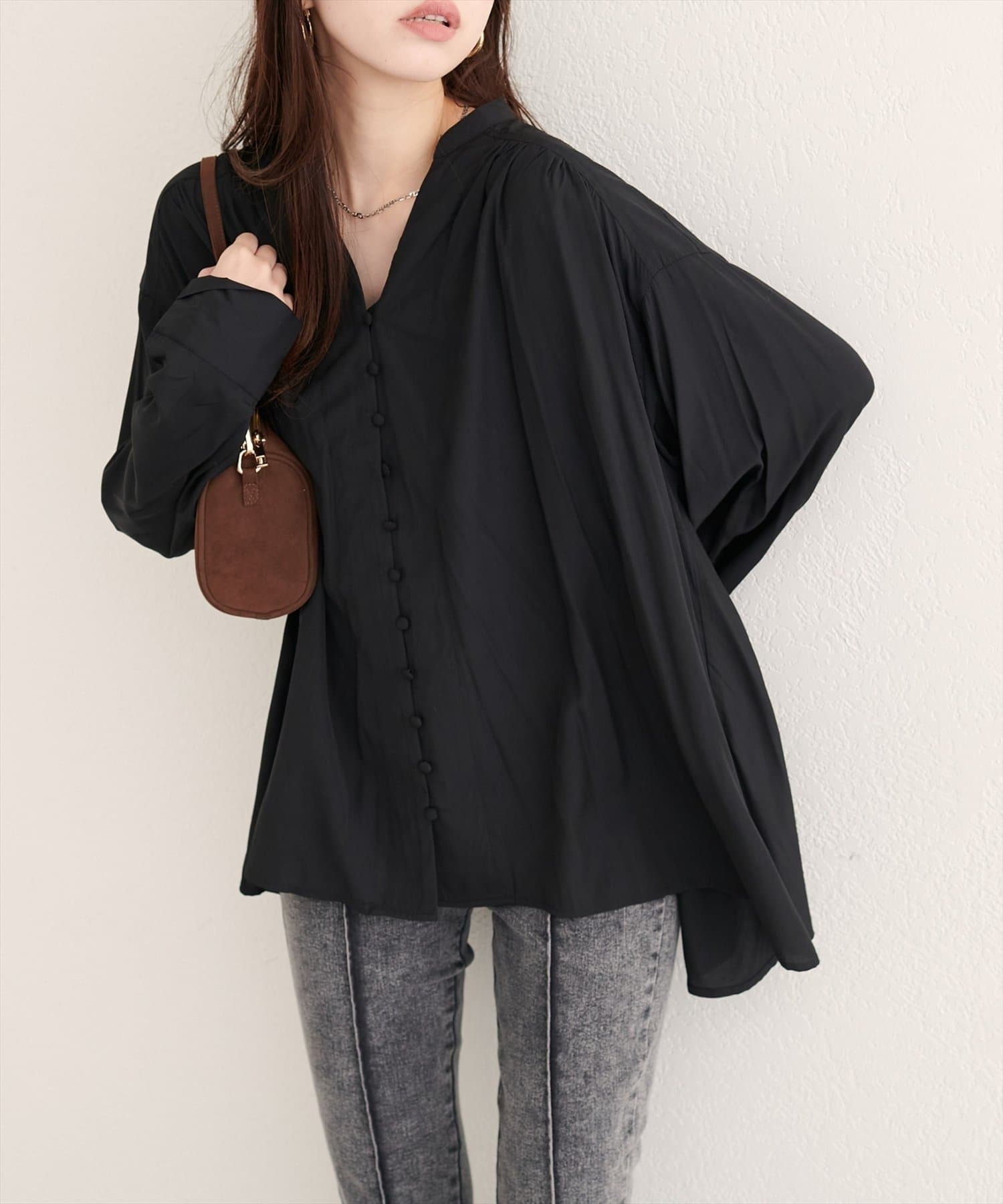 NICE CLAUP / OLIVE des OLIVE OUTLET(ナイスクラップ  / オリーブ デ オリーブ アウトレット) 【EVERY.VERY niceclaup】ボタン開きゆるシャツブラウス