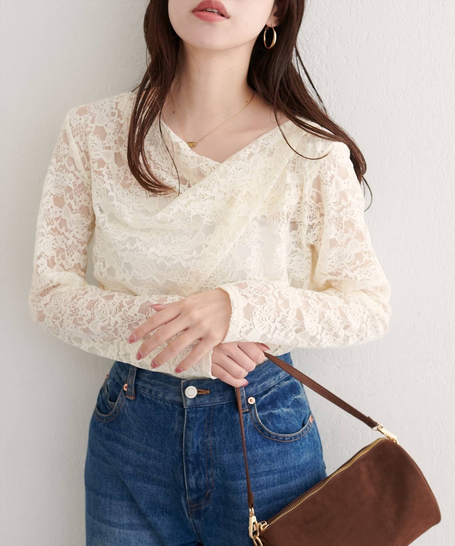 NICE CLAUP / OLIVE des OLIVE OUTLET(ナイスクラップ  / オリーブ デ オリーブ アウトレット) 【EVERY.VERY niceclaup】ドレープレースプルオーバー