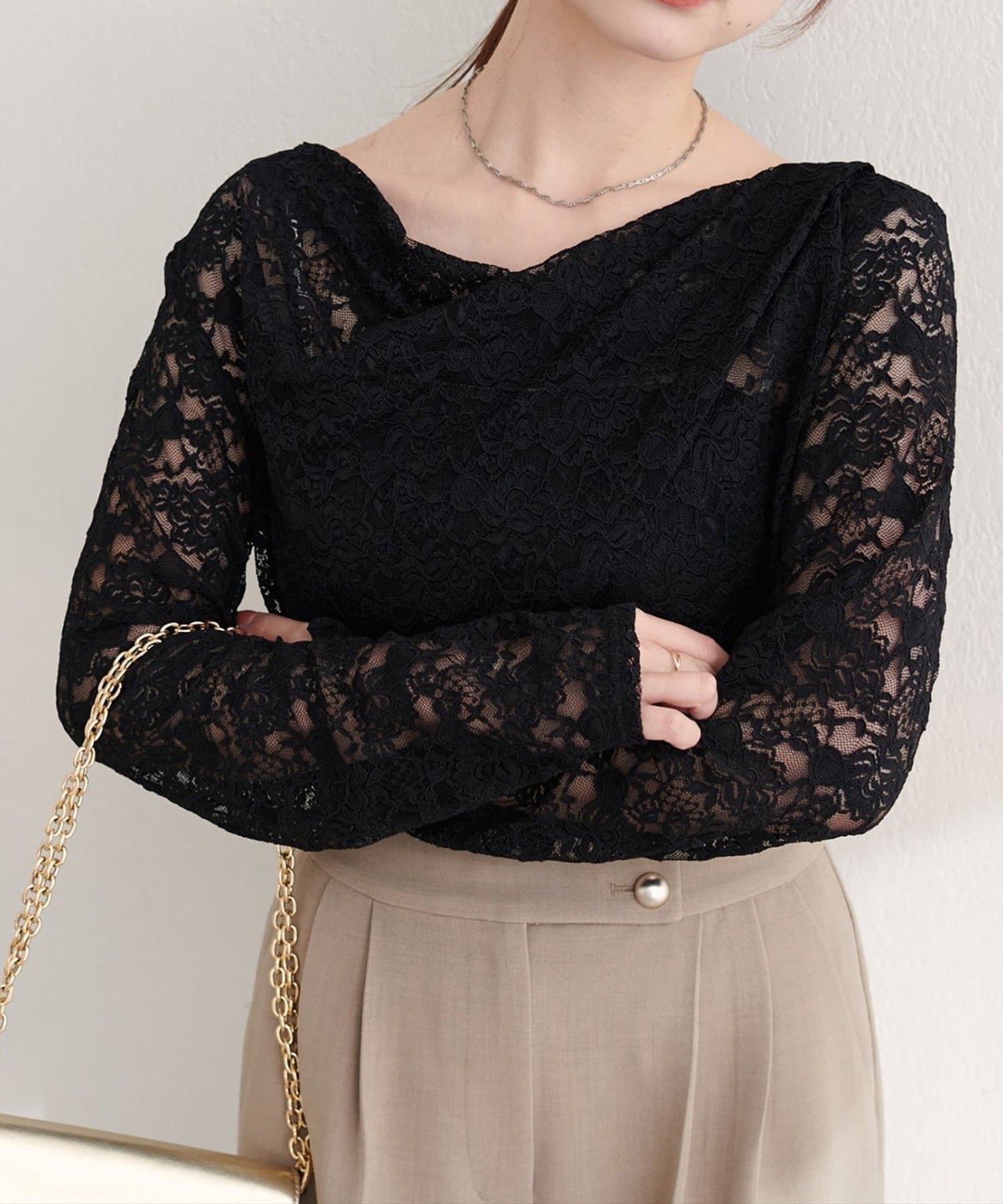 NICE CLAUP / OLIVE des OLIVE OUTLET(ナイスクラップ  / オリーブ デ オリーブ アウトレット) 【EVERY.VERY niceclaup】ドレープレースプルオーバー