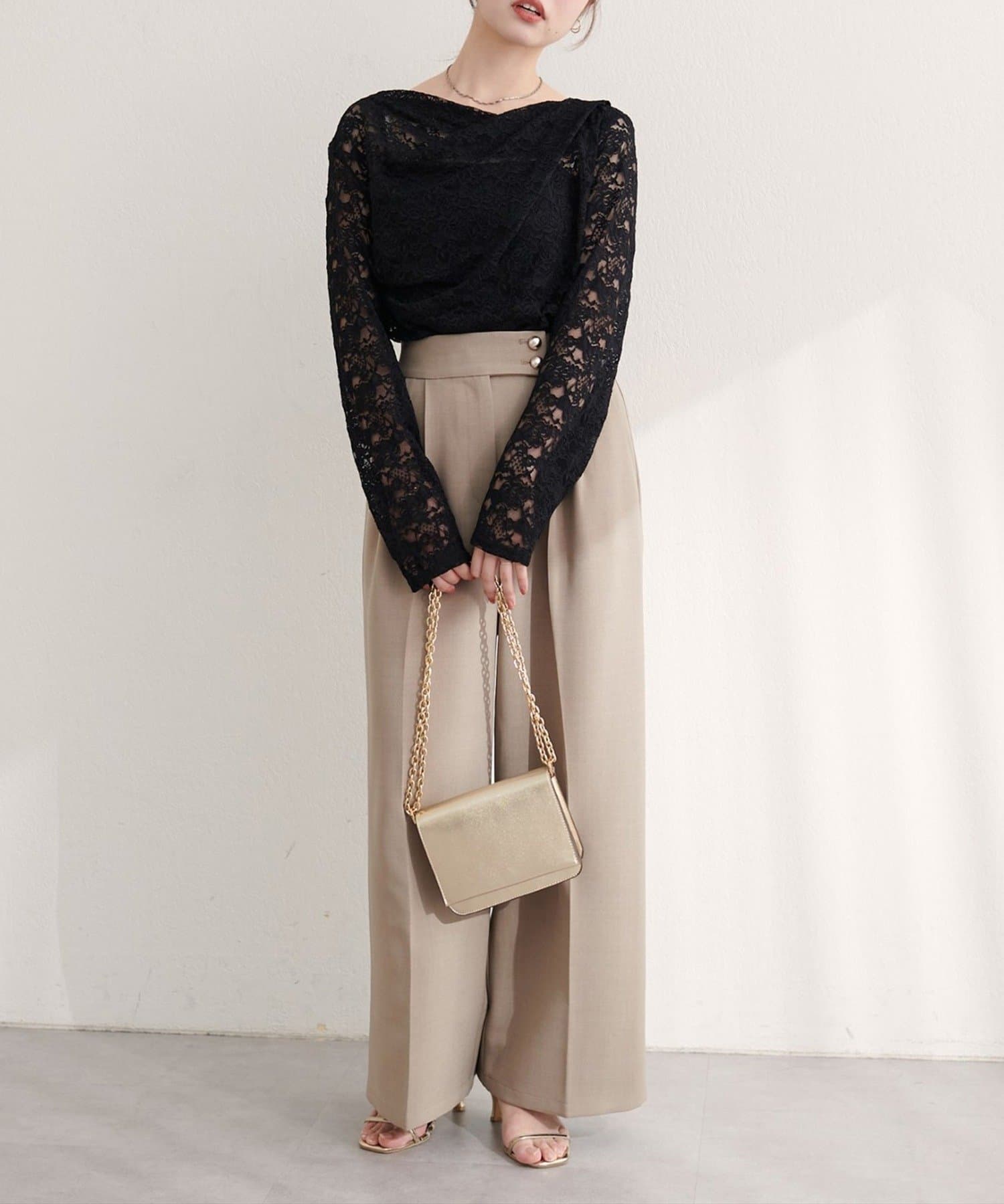 NICE CLAUP / OLIVE des OLIVE OUTLET(ナイスクラップ  / オリーブ デ オリーブ アウトレット) 【EVERY.VERY niceclaup】ドレープレースプルオーバー