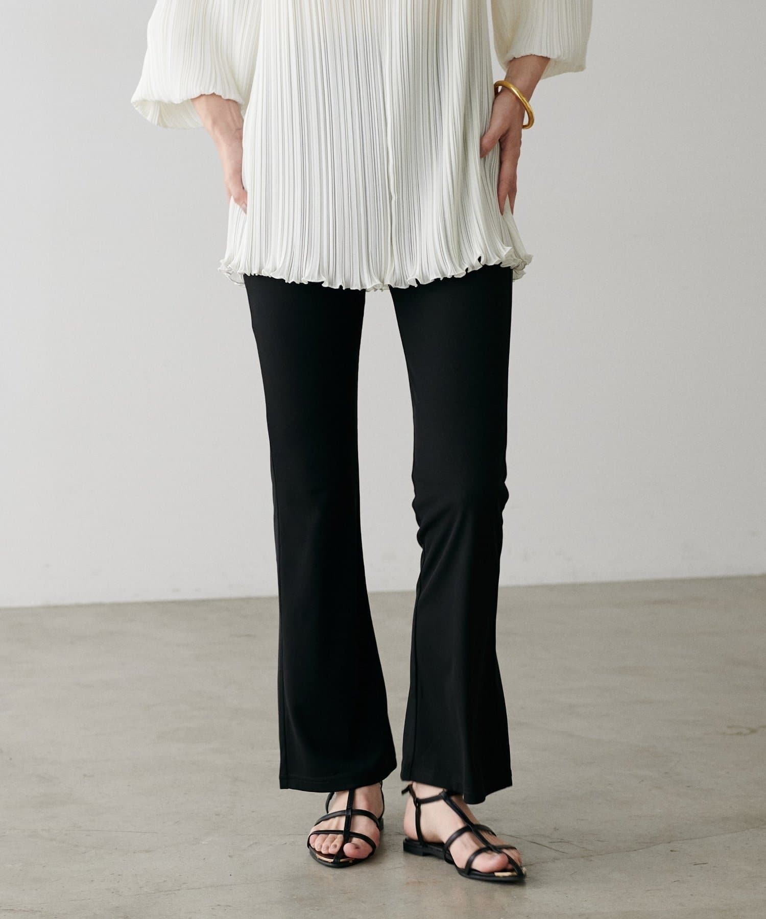 NICE CLAUP / OLIVE des OLIVE OUTLET(ナイスクラップ  / オリーブ デ オリーブ アウトレット) 【LARUTA】美しいシルエットリブパンツ